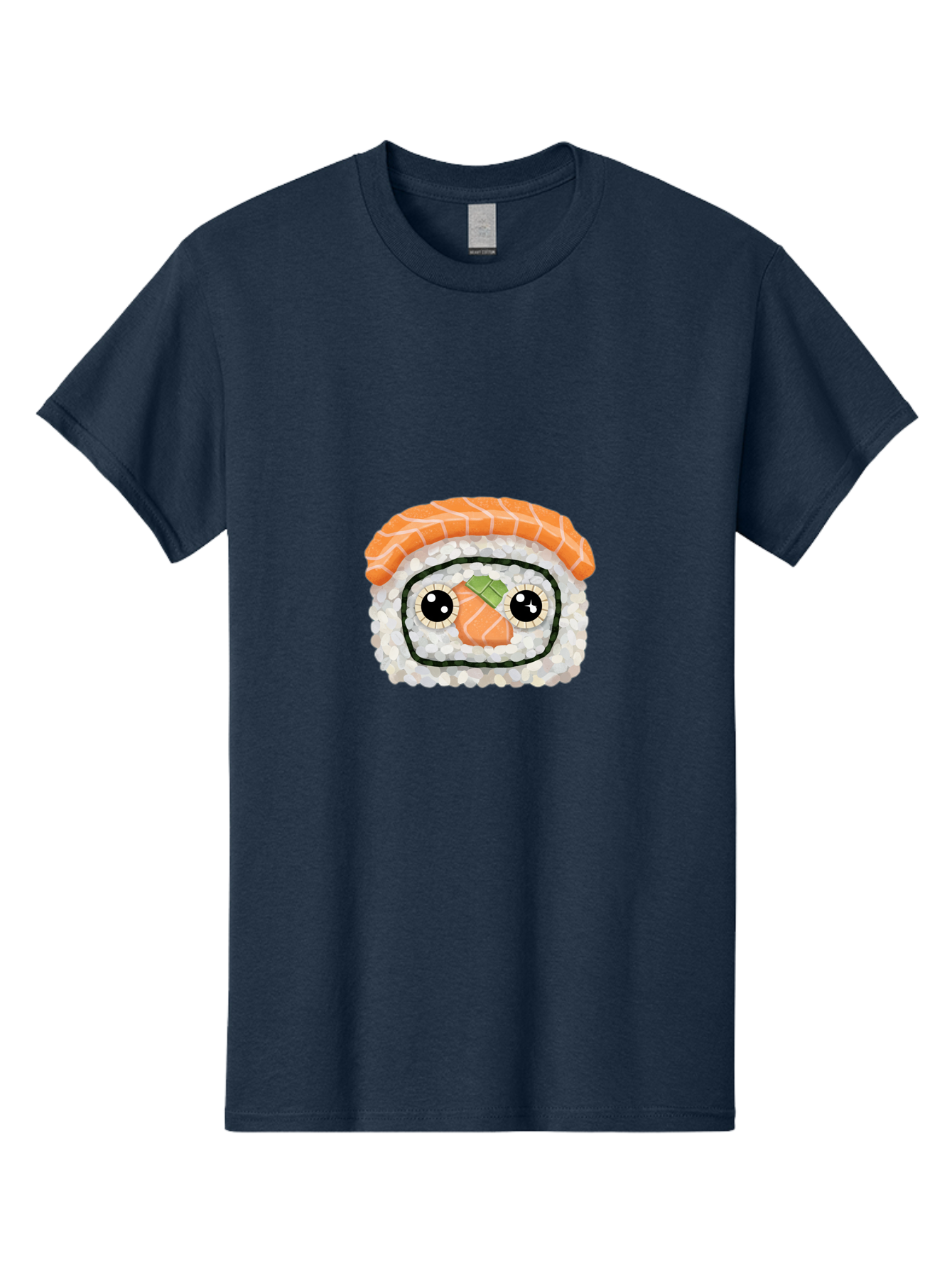 Sushi-Emoji Men'S Graphic Tee, 100% Cotton, Comfortable Casual Summer Wear, Machine Washable, Sushi With Face, Cartoon-Style Food, Kawaii Art, Sushi Roll, Anime-Inspired, Cute Illustration, Playful Design, Foodie Art Bad995