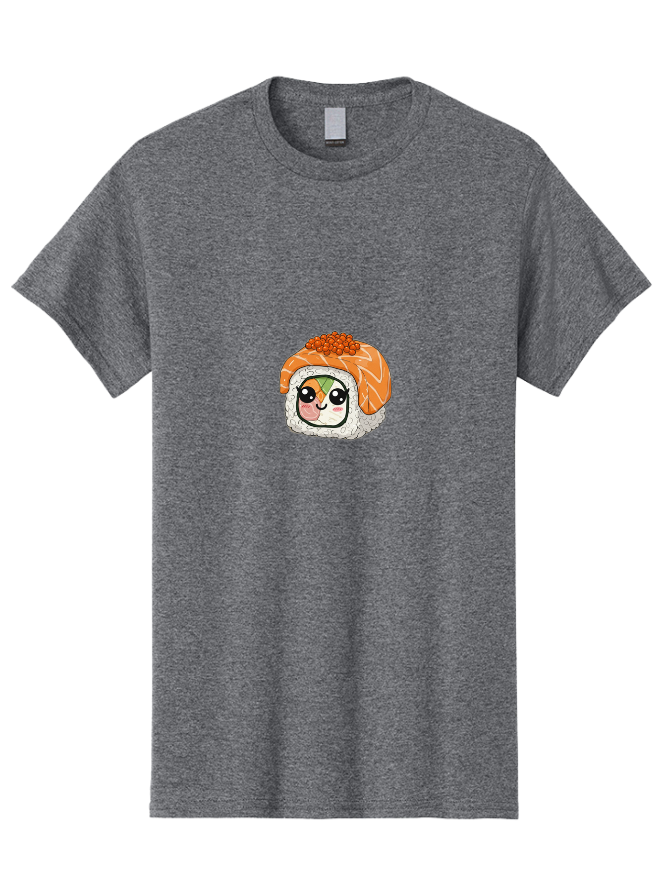 Sushi-Roll-Character Men'S Graphic Tee, 100% Cotton, Comfortable Casual Summer Wear, Machine Washable, Kawaii Sushi, Cute Anime Face, Sushi Roll, Salmon Roe, Cartoon Food, Adorable Sushi, Japanese Cuisine, Fun Illustration, Cartoon Character, Bad998