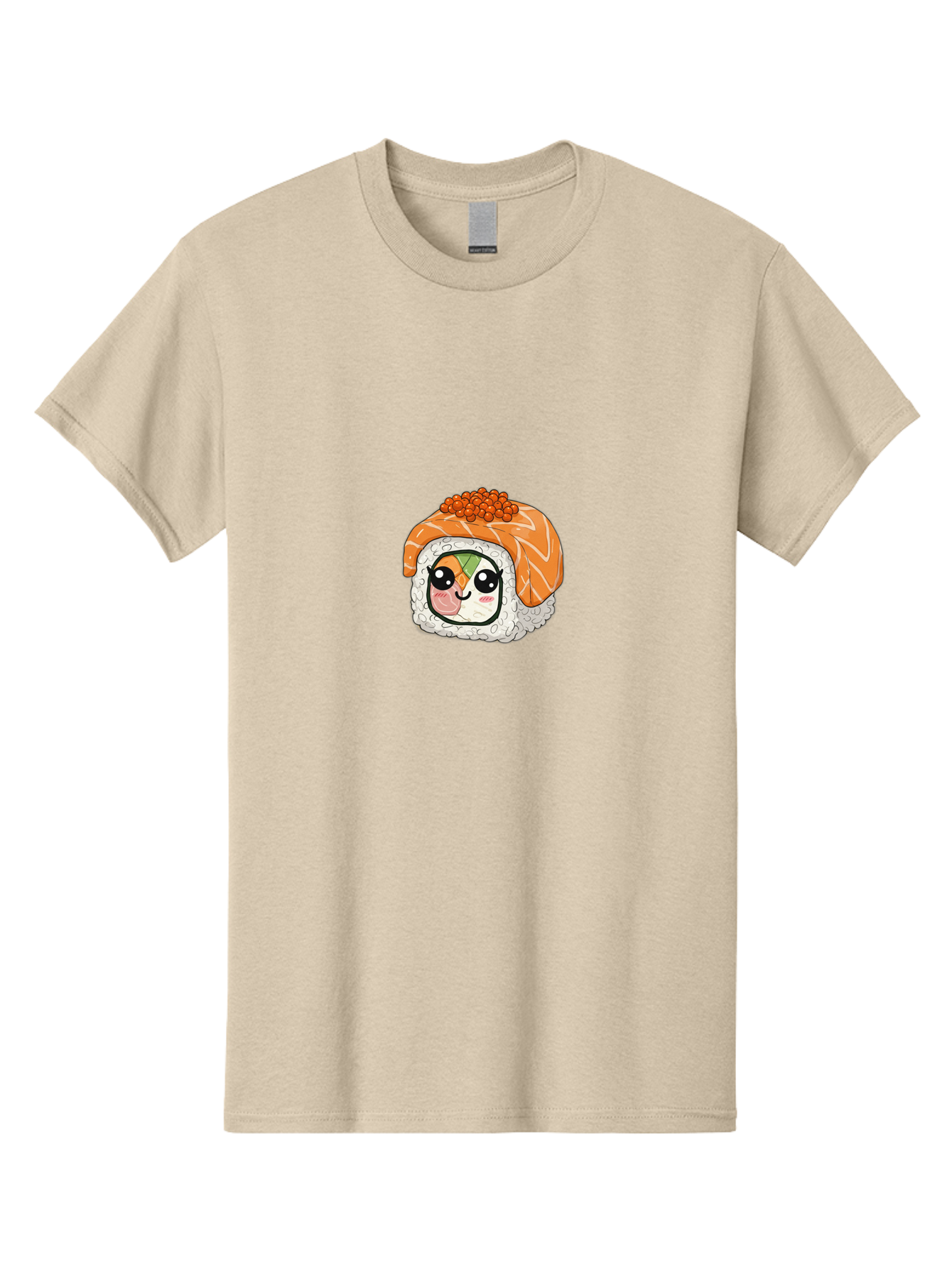 Sushi-Roll-Character Men'S Graphic Tee, 100% Cotton, Comfortable Casual Summer Wear, Machine Washable, Kawaii Sushi, Cute Anime Face, Sushi Roll, Salmon Roe, Cartoon Food, Adorable Sushi, Japanese Cuisine, Fun Illustration, Cartoon Character, Bad998
