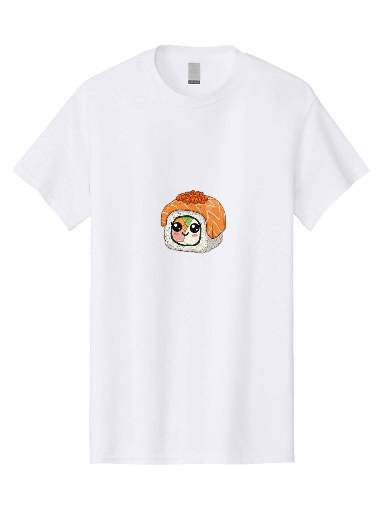 Sushi-Roll-Character Men'S Graphic Tee, 100% Cotton, Comfortable Casual Summer Wear, Machine Washable, Kawaii Sushi, Cute Anime Face, Sushi Roll, Salmon Roe, Cartoon Food, Adorable Sushi, Japanese Cuisine, Fun Illustration, Cartoon Character, Bad998