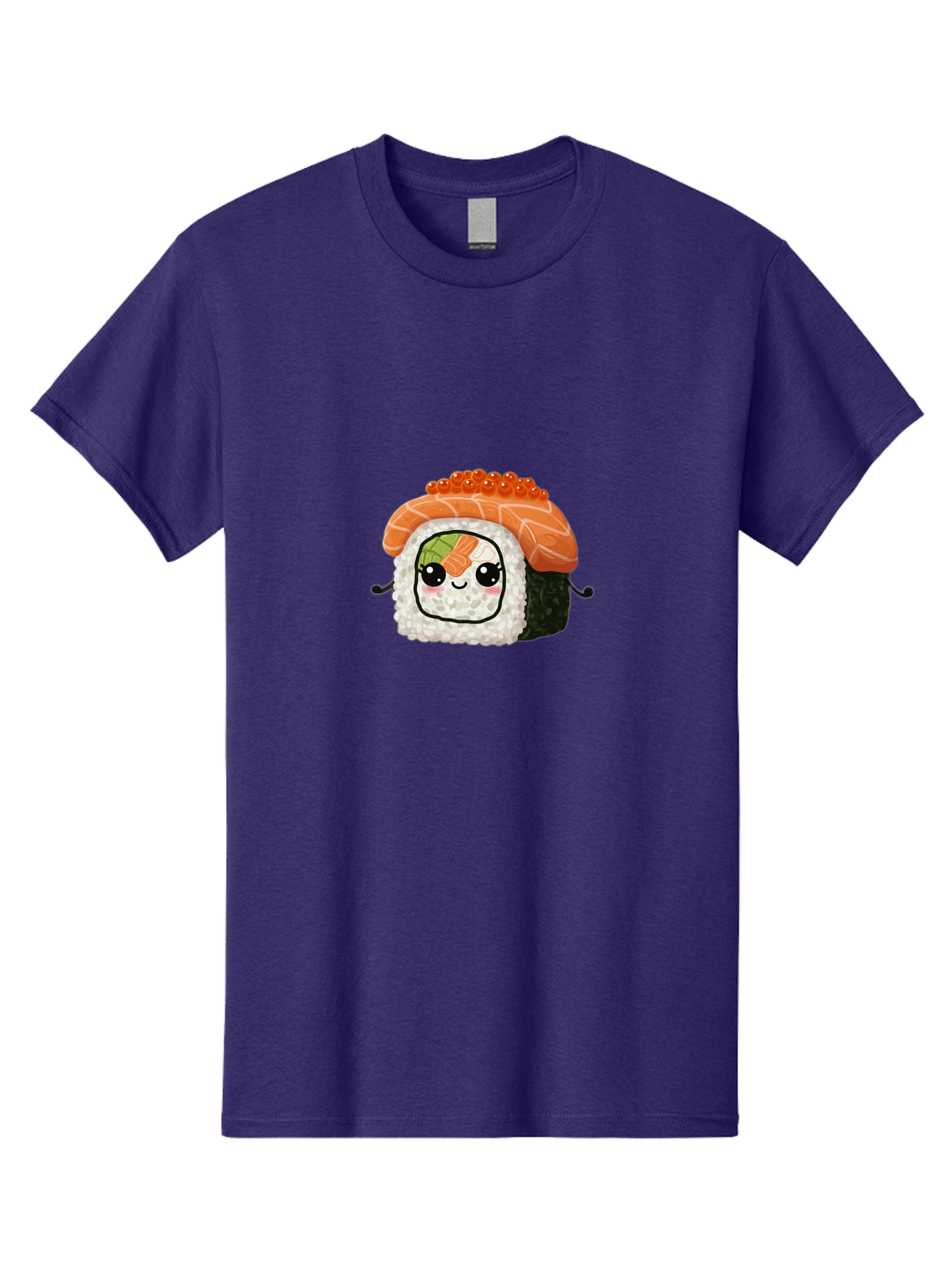 Sushi-Roll Men'S Graphic Tee, 100% Cotton, Comfortable Casual Summer Wear, Machine Washable, Kawaii Sushi Roll, Cartoon Sushi, Adorable Food, Sushi Character, Cute Anime Art, Foodie Illustrations, Mignardise, Orange Salmon, Sushi Love Bad999