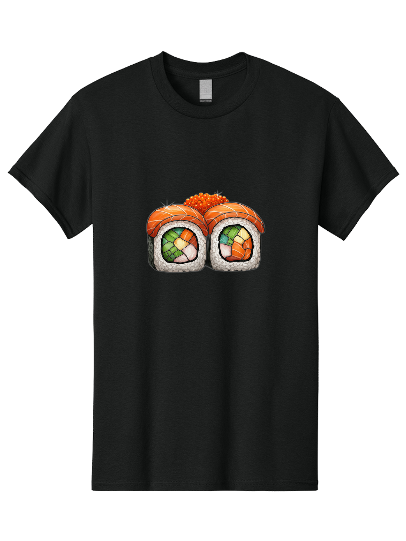 Sushi-Rolls Men'S Graphic Tee, 100% Cotton, Comfortable Casual Summer Wear, Machine Washable, Sushi Rolls, Salmon Sushi, Japanese Cuisine, Raw Fish, Sushi Art, Vibrant Colors, Food Illustration, Colorful Sushi, Sushi Rolls With Caviar Bae000