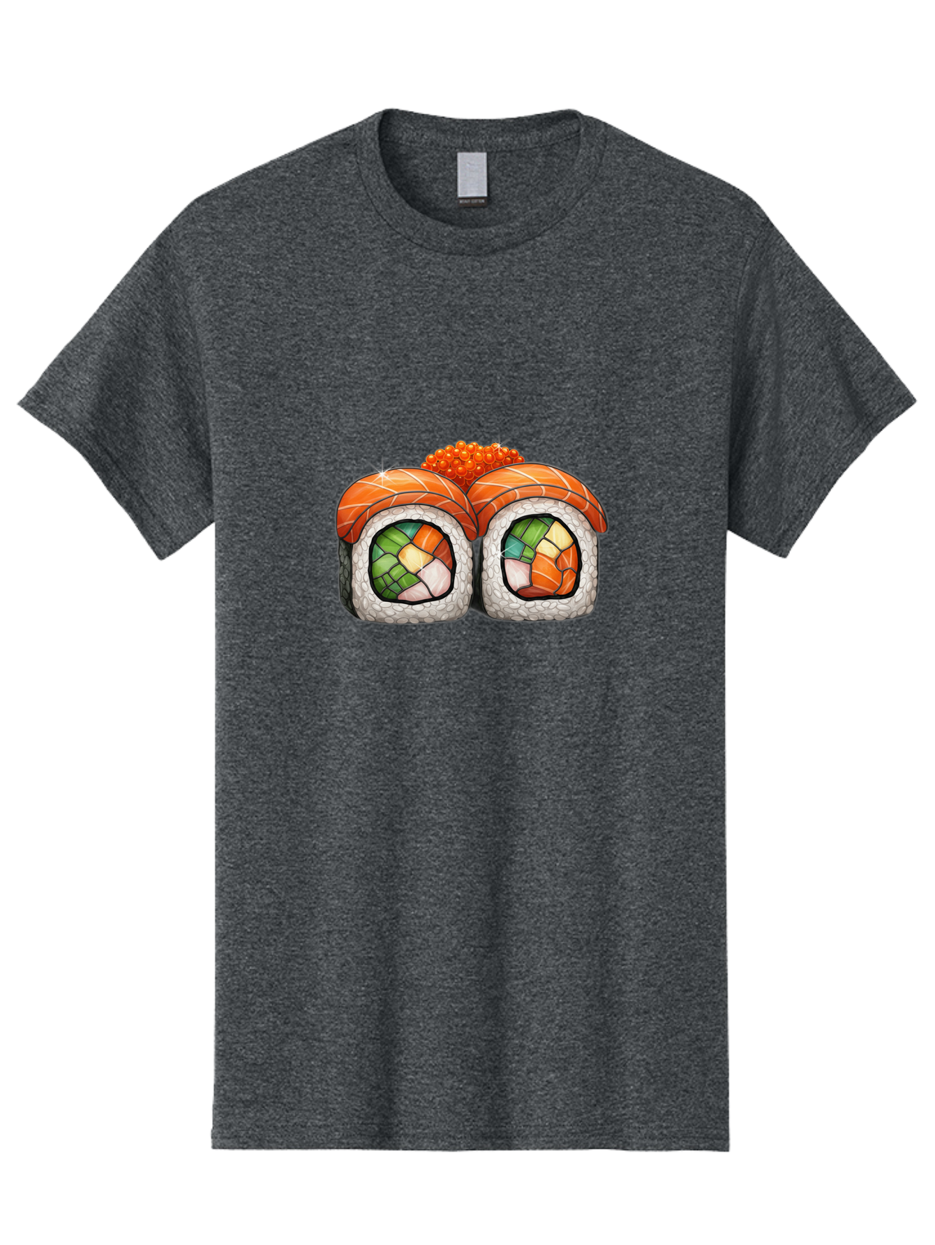 Sushi-Rolls Men'S Graphic Tee, 100% Cotton, Comfortable Casual Summer Wear, Machine Washable, Sushi Rolls, Salmon Sushi, Japanese Cuisine, Raw Fish, Sushi Art, Vibrant Colors, Food Illustration, Colorful Sushi, Sushi Rolls With Caviar Bae000