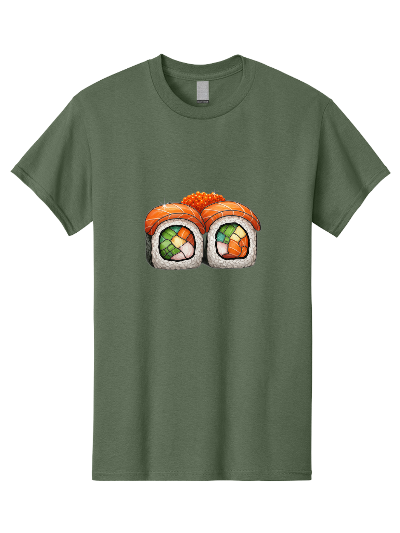 Sushi-Rolls Men'S Graphic Tee, 100% Cotton, Comfortable Casual Summer Wear, Machine Washable, Sushi Rolls, Salmon Sushi, Japanese Cuisine, Raw Fish, Sushi Art, Vibrant Colors, Food Illustration, Colorful Sushi, Sushi Rolls With Caviar Bae000