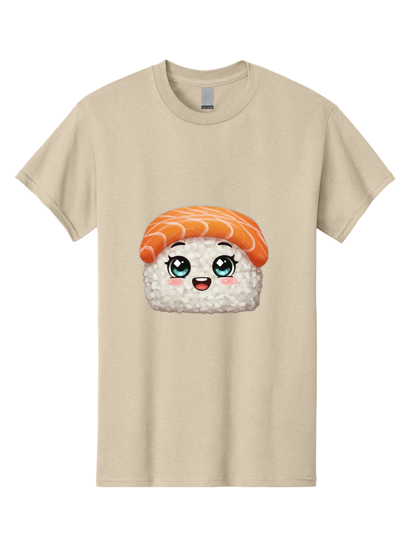 Sushi Men'S Graphic Tee, 100% Cotton, Comfortable Casual Summer Wear, Machine Washable, Kawaii Sushi, Cartoon Sushi, Sushi With Face, Japanese Food, Cute Food, Sushi Illustration, Foodie Art, Sushi Character, Adorable Sushi Bae001
