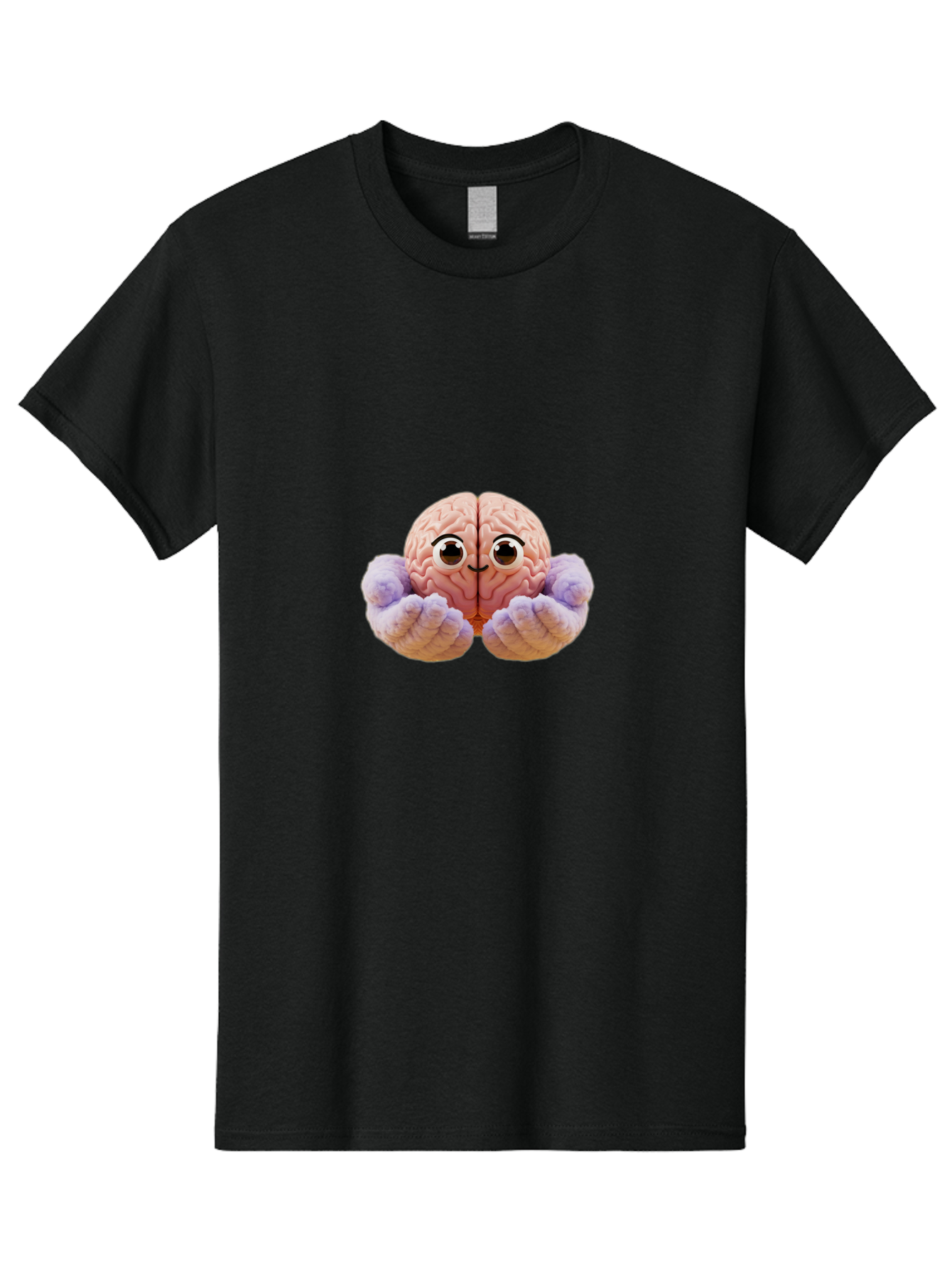 Brain-With-Googly-Eyes Men'S Graphic Tee, 100% Cotton, Comfortable Casual Summer Wear, Machine Washable, Anthropomorphic Brain, Googly Eyes, Brain With Hands, Cute Brain, Funny Brain, Quirky Character, Humorous Illustration, Creative Design, Bae008