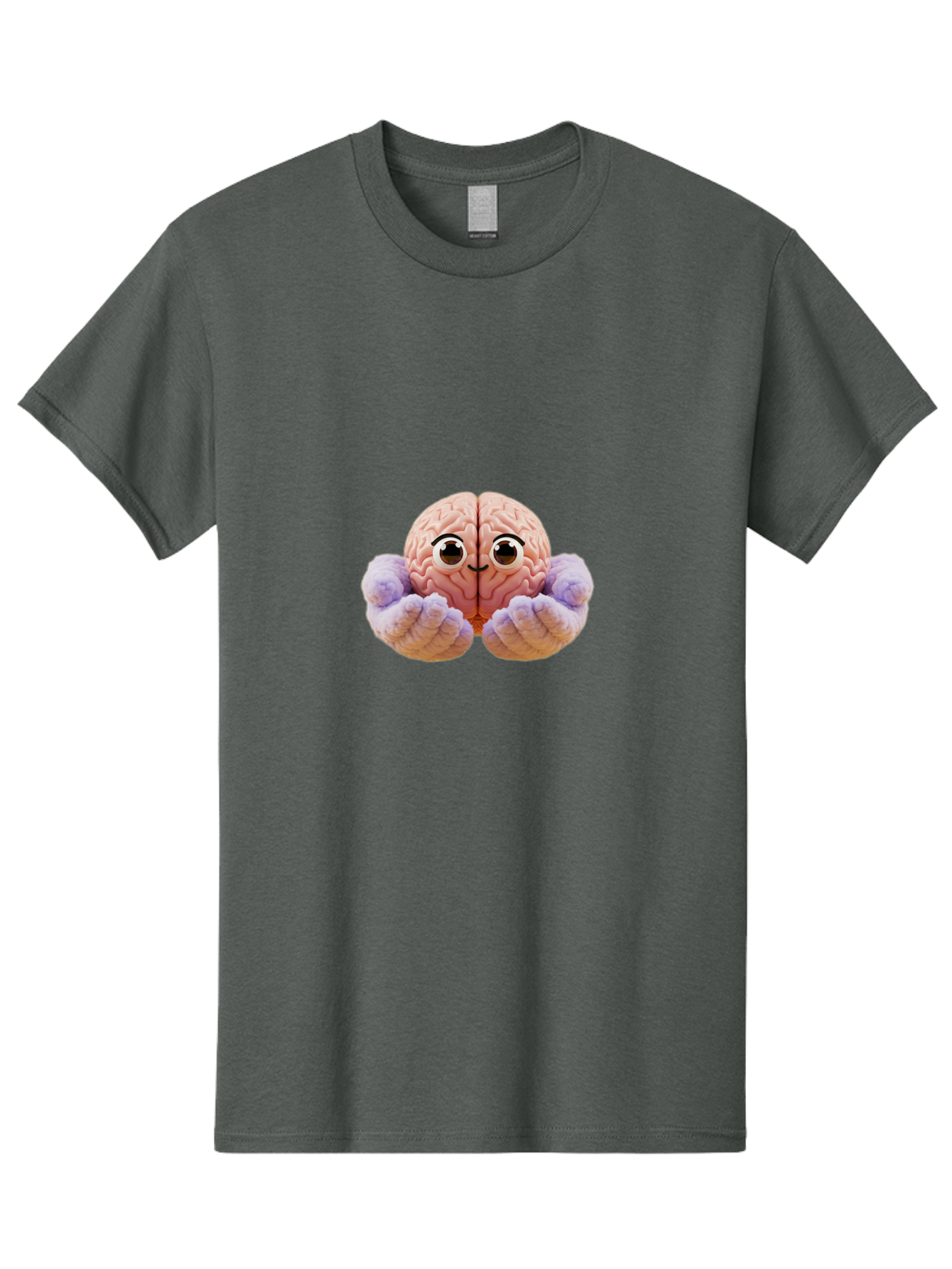 Brain-With-Googly-Eyes Men'S Graphic Tee, 100% Cotton, Comfortable Casual Summer Wear, Machine Washable, Anthropomorphic Brain, Googly Eyes, Brain With Hands, Cute Brain, Funny Brain, Quirky Character, Humorous Illustration, Creative Design, Bae008