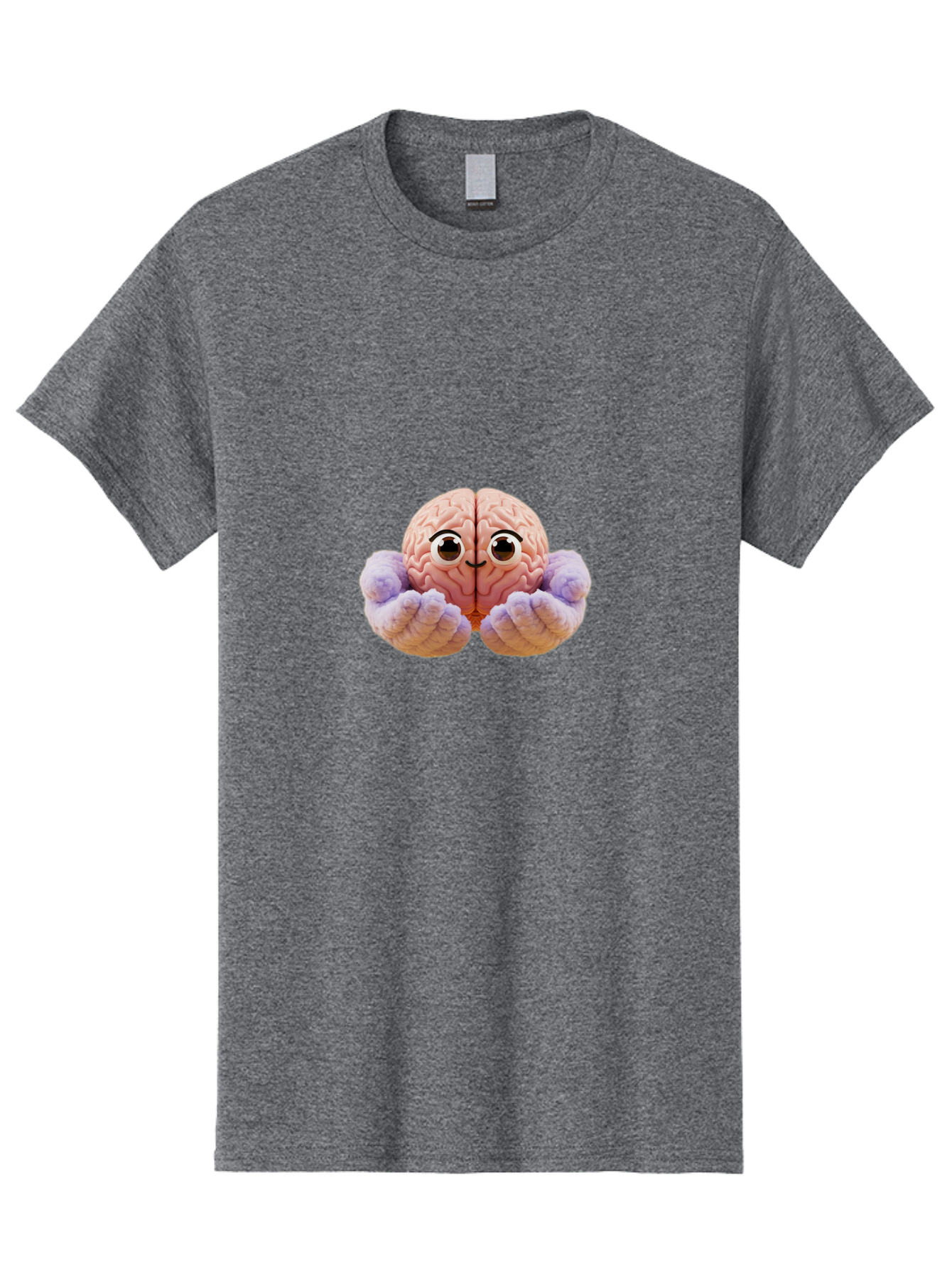 Brain-With-Googly-Eyes Men'S Graphic Tee, 100% Cotton, Comfortable Casual Summer Wear, Machine Washable, Anthropomorphic Brain, Googly Eyes, Brain With Hands, Cute Brain, Funny Brain, Quirky Character, Humorous Illustration, Creative Design, Bae008