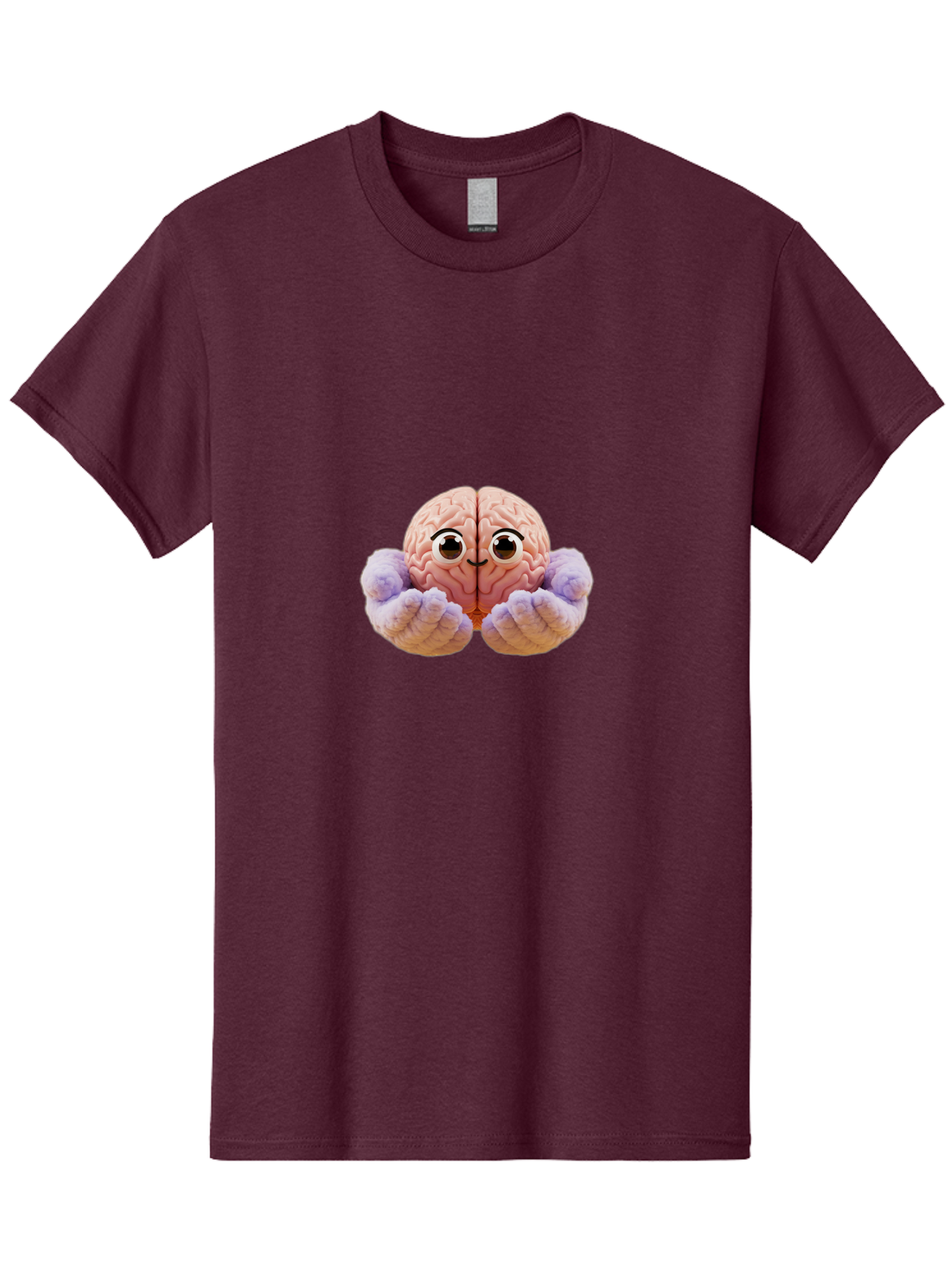 Brain-With-Googly-Eyes Men'S Graphic Tee, 100% Cotton, Comfortable Casual Summer Wear, Machine Washable, Anthropomorphic Brain, Googly Eyes, Brain With Hands, Cute Brain, Funny Brain, Quirky Character, Humorous Illustration, Creative Design, Bae008