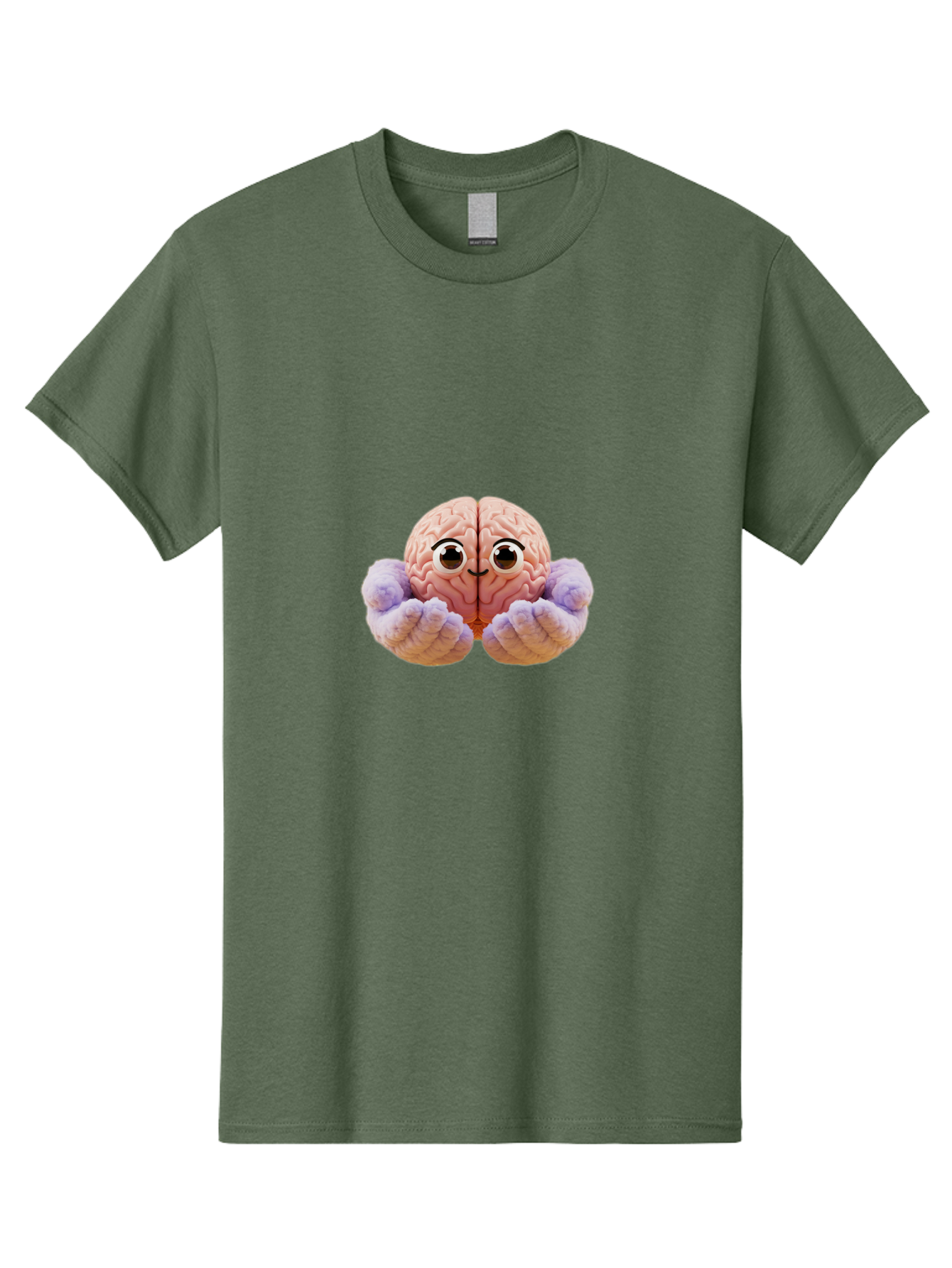 Brain-With-Googly-Eyes Men'S Graphic Tee, 100% Cotton, Comfortable Casual Summer Wear, Machine Washable, Anthropomorphic Brain, Googly Eyes, Brain With Hands, Cute Brain, Funny Brain, Quirky Character, Humorous Illustration, Creative Design, Bae008