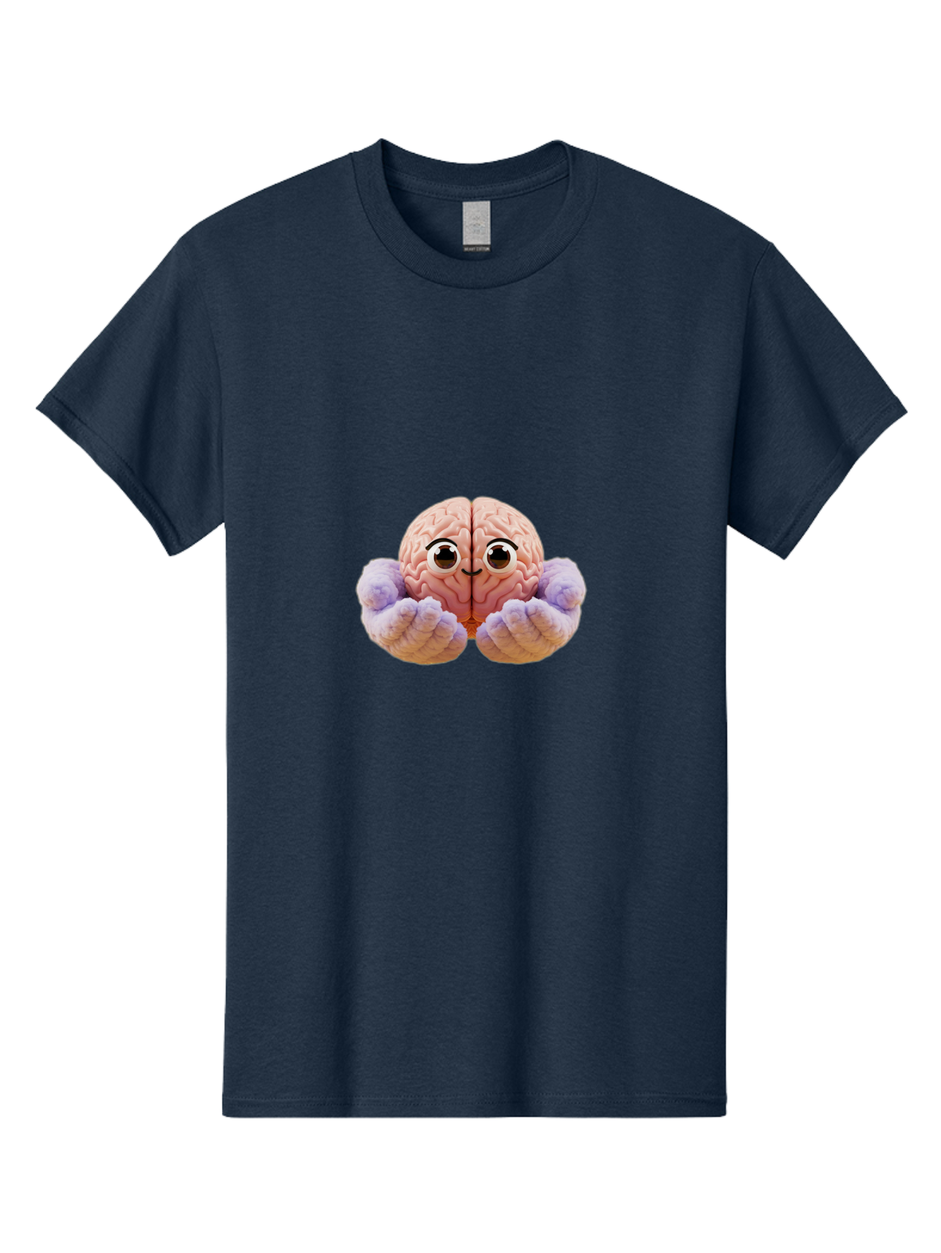 Brain-With-Googly-Eyes Men'S Graphic Tee, 100% Cotton, Comfortable Casual Summer Wear, Machine Washable, Anthropomorphic Brain, Googly Eyes, Brain With Hands, Cute Brain, Funny Brain, Quirky Character, Humorous Illustration, Creative Design, Bae008