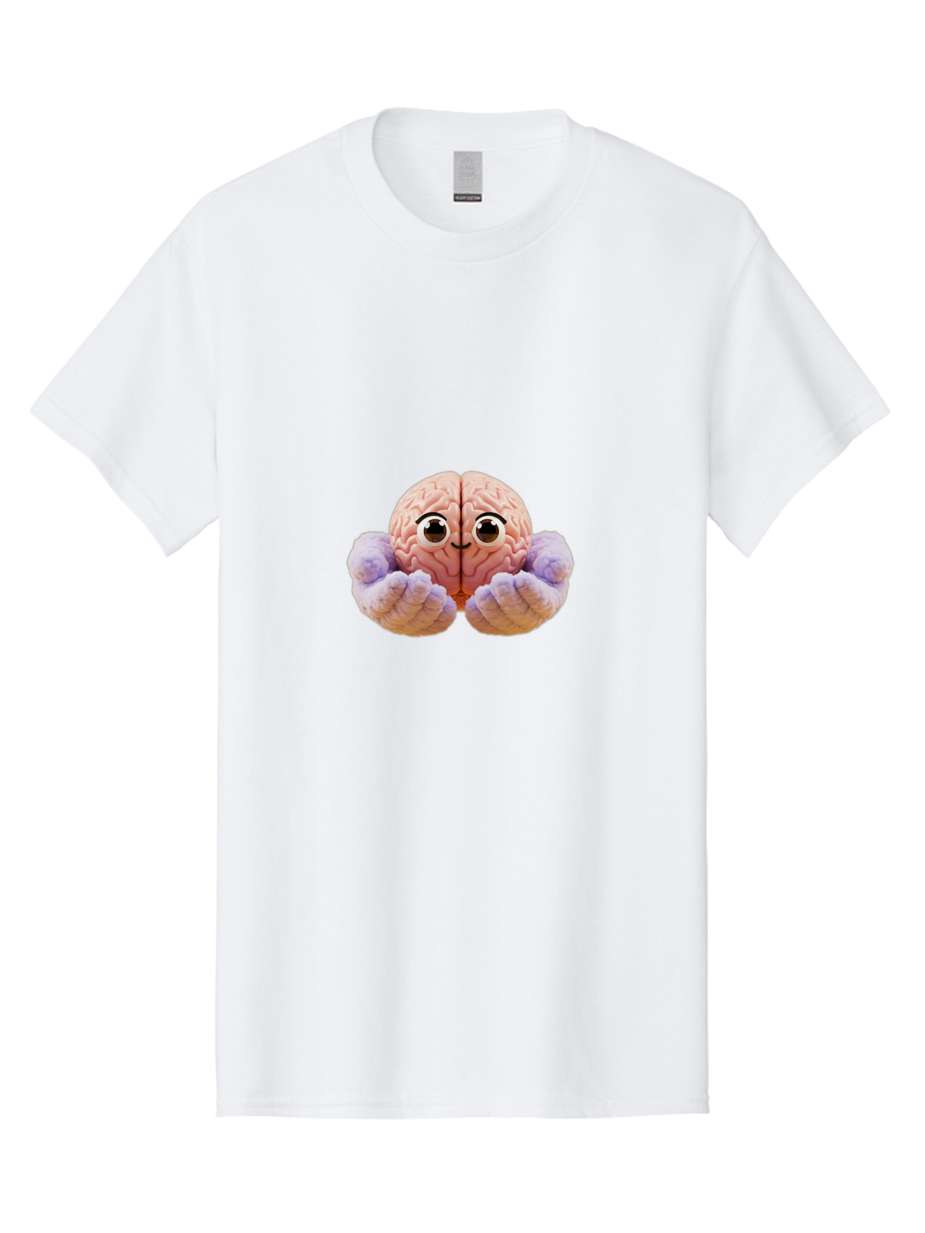 Brain-With-Googly-Eyes Men'S Graphic Tee, 100% Cotton, Comfortable Casual Summer Wear, Machine Washable, Anthropomorphic Brain, Googly Eyes, Brain With Hands, Cute Brain, Funny Brain, Quirky Character, Humorous Illustration, Creative Design, Bae008