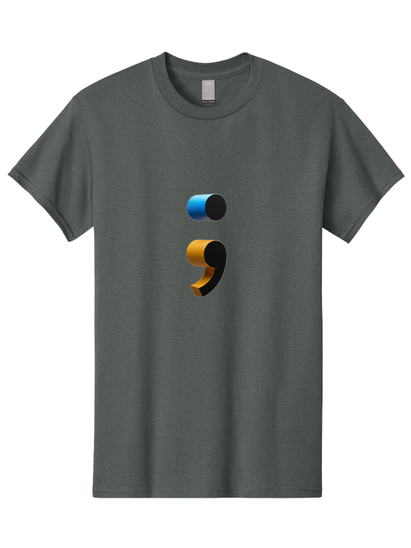 Comma-Semicolon Men'S Graphic Tee, 100% Cotton, Comfortable Casual Summer Wear, Machine Washable, Comma, Semicolon, Punctuation, Grammar, Writing, Language, Blue Comma, Orange Semicolon, 3D Punctuation Marks, Punctuation Symbols Bae013