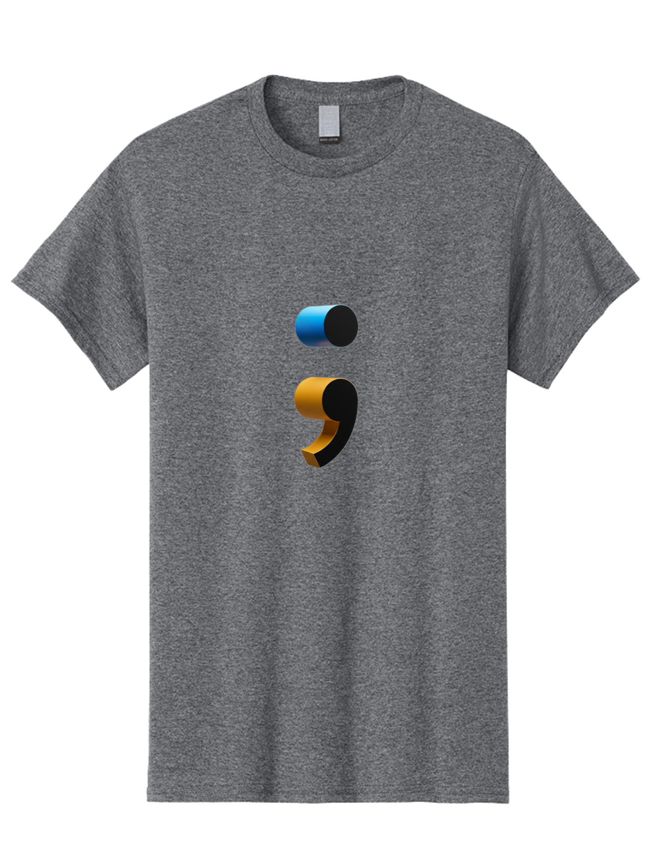 Comma-Semicolon Men'S Graphic Tee, 100% Cotton, Comfortable Casual Summer Wear, Machine Washable, Comma, Semicolon, Punctuation, Grammar, Writing, Language, Blue Comma, Orange Semicolon, 3D Punctuation Marks, Punctuation Symbols Bae013