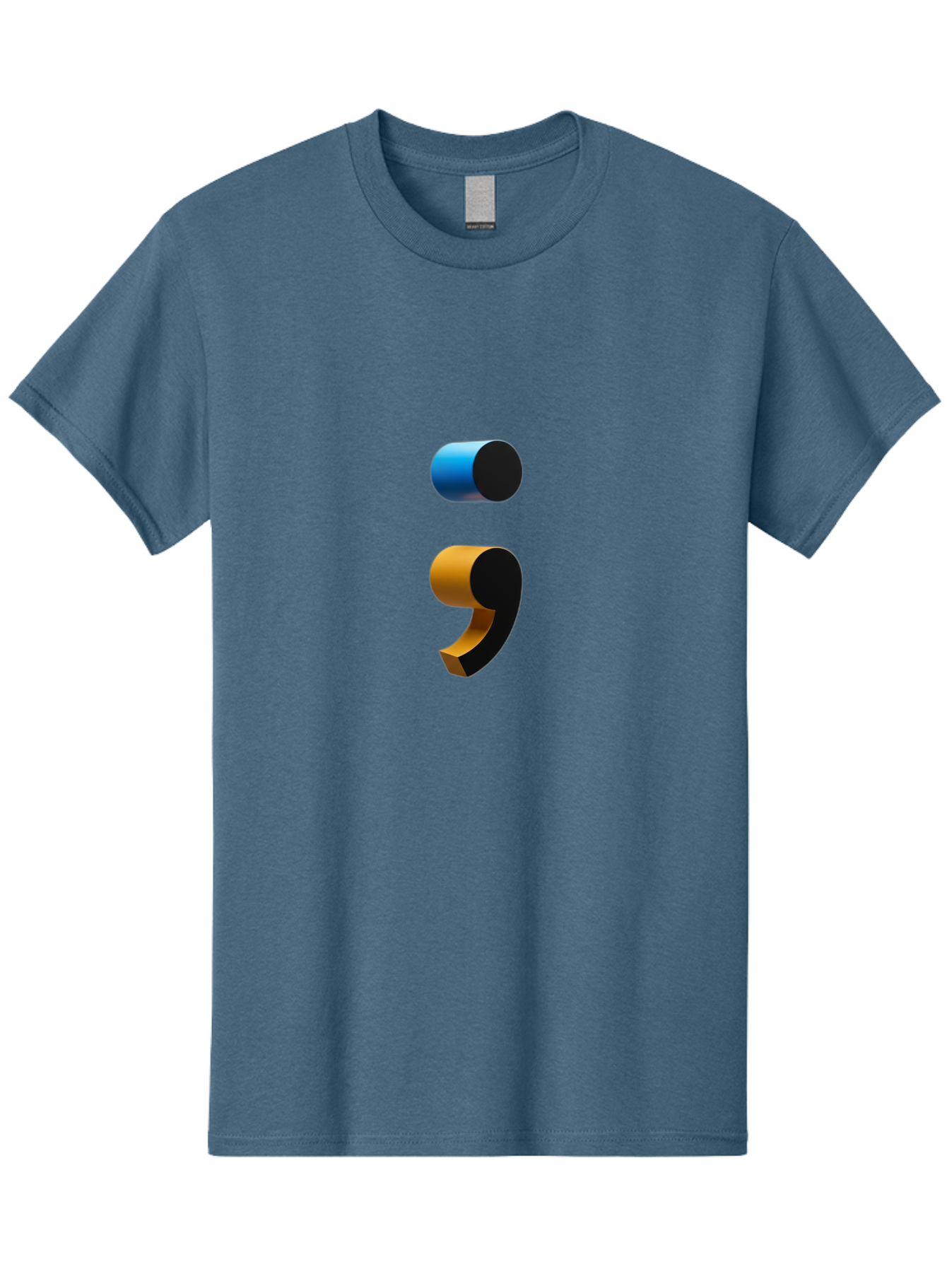 Comma-Semicolon Men'S Graphic Tee, 100% Cotton, Comfortable Casual Summer Wear, Machine Washable, Comma, Semicolon, Punctuation, Grammar, Writing, Language, Blue Comma, Orange Semicolon, 3D Punctuation Marks, Punctuation Symbols Bae013