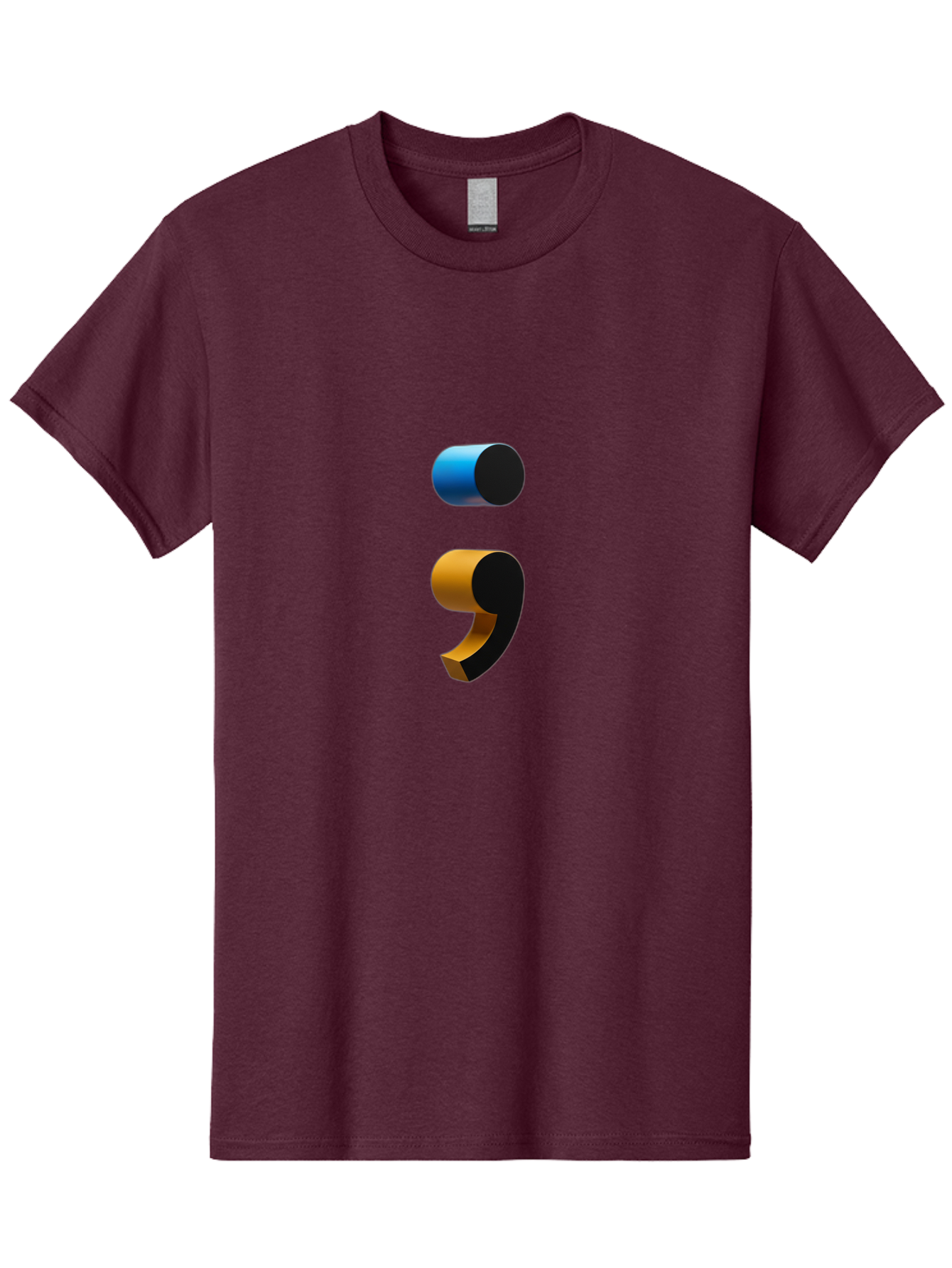 Comma-Semicolon Men'S Graphic Tee, 100% Cotton, Comfortable Casual Summer Wear, Machine Washable, Comma, Semicolon, Punctuation, Grammar, Writing, Language, Blue Comma, Orange Semicolon, 3D Punctuation Marks, Punctuation Symbols Bae013