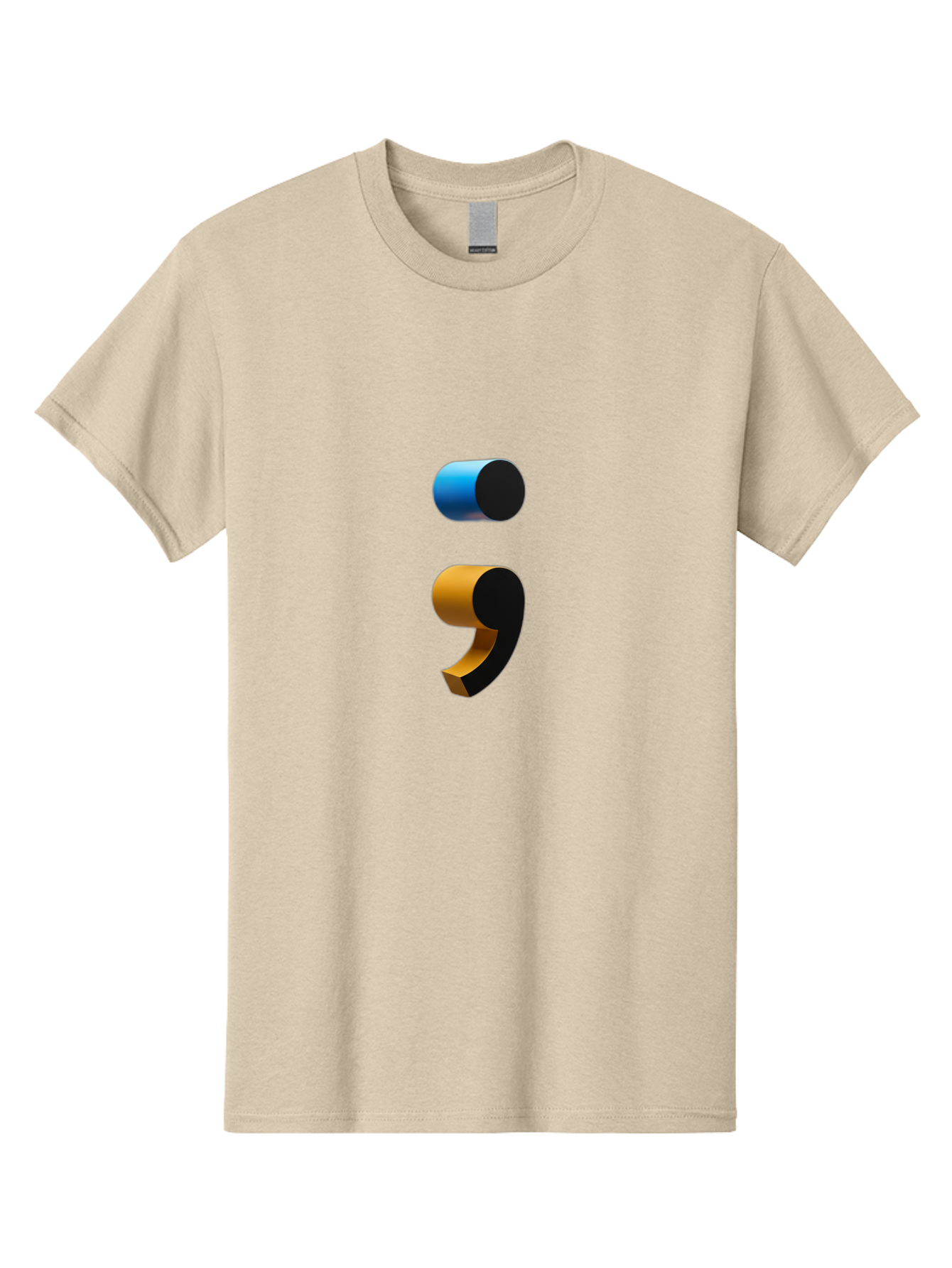 Comma-Semicolon Men'S Graphic Tee, 100% Cotton, Comfortable Casual Summer Wear, Machine Washable, Comma, Semicolon, Punctuation, Grammar, Writing, Language, Blue Comma, Orange Semicolon, 3D Punctuation Marks, Punctuation Symbols Bae013