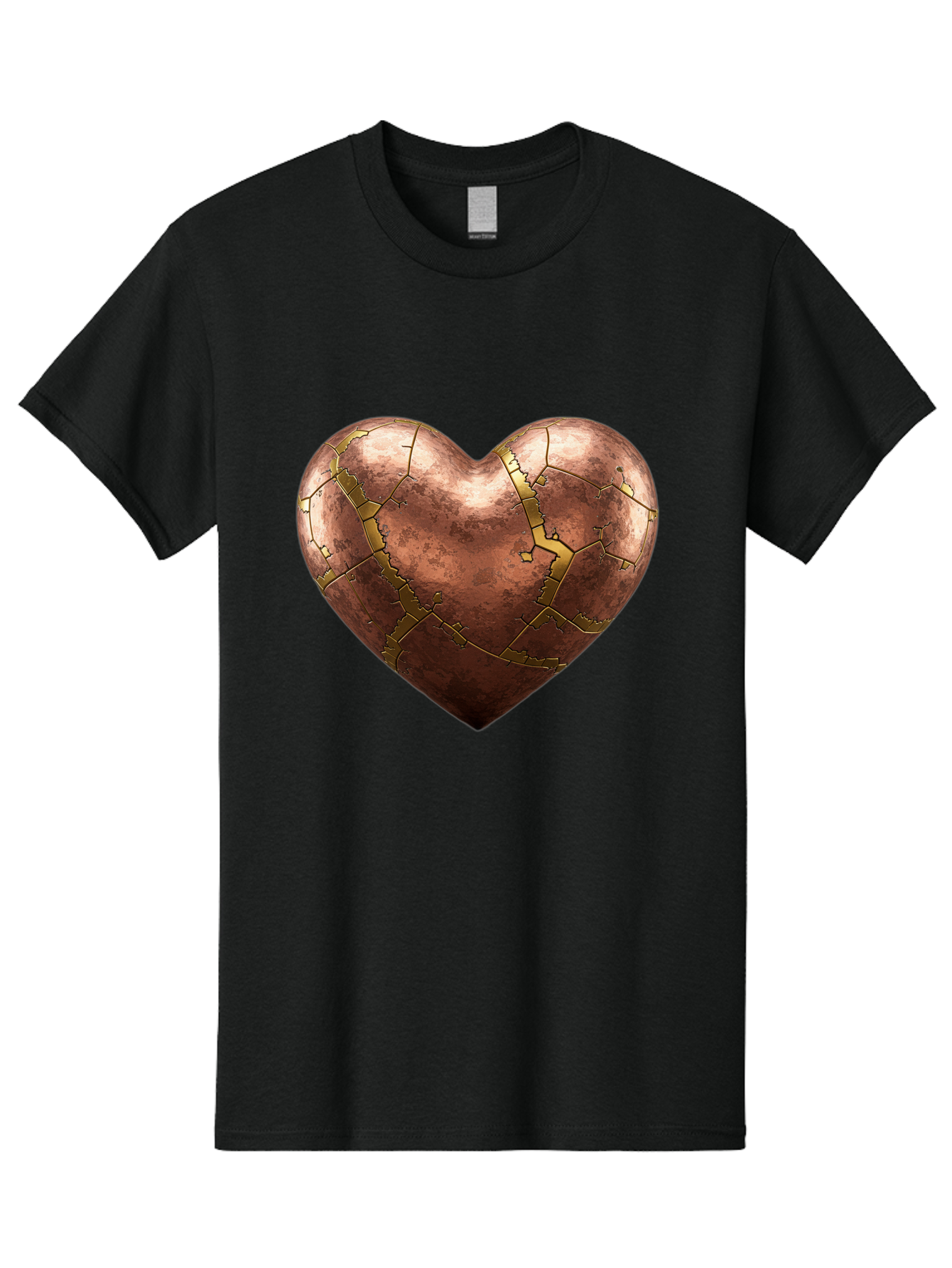 Cracked-Heart-2 Men'S Graphic Tee, 100% Cotton, Comfortable Casual Summer Wear, Machine Washable, Kintsugi Heart, Broken Heart, Cracked Heart, Heart Symbol, Repair, Restoration, Love, Heartbreak, Symbolism, Metaphor, Art, Gold, Broken Pieces Bae015
