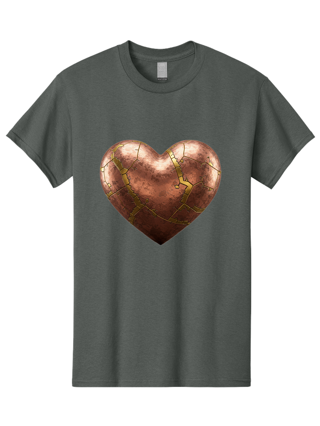 Cracked-Heart-2 Men'S Graphic Tee, 100% Cotton, Comfortable Casual Summer Wear, Machine Washable, Kintsugi Heart, Broken Heart, Cracked Heart, Heart Symbol, Repair, Restoration, Love, Heartbreak, Symbolism, Metaphor, Art, Gold, Broken Pieces Bae015