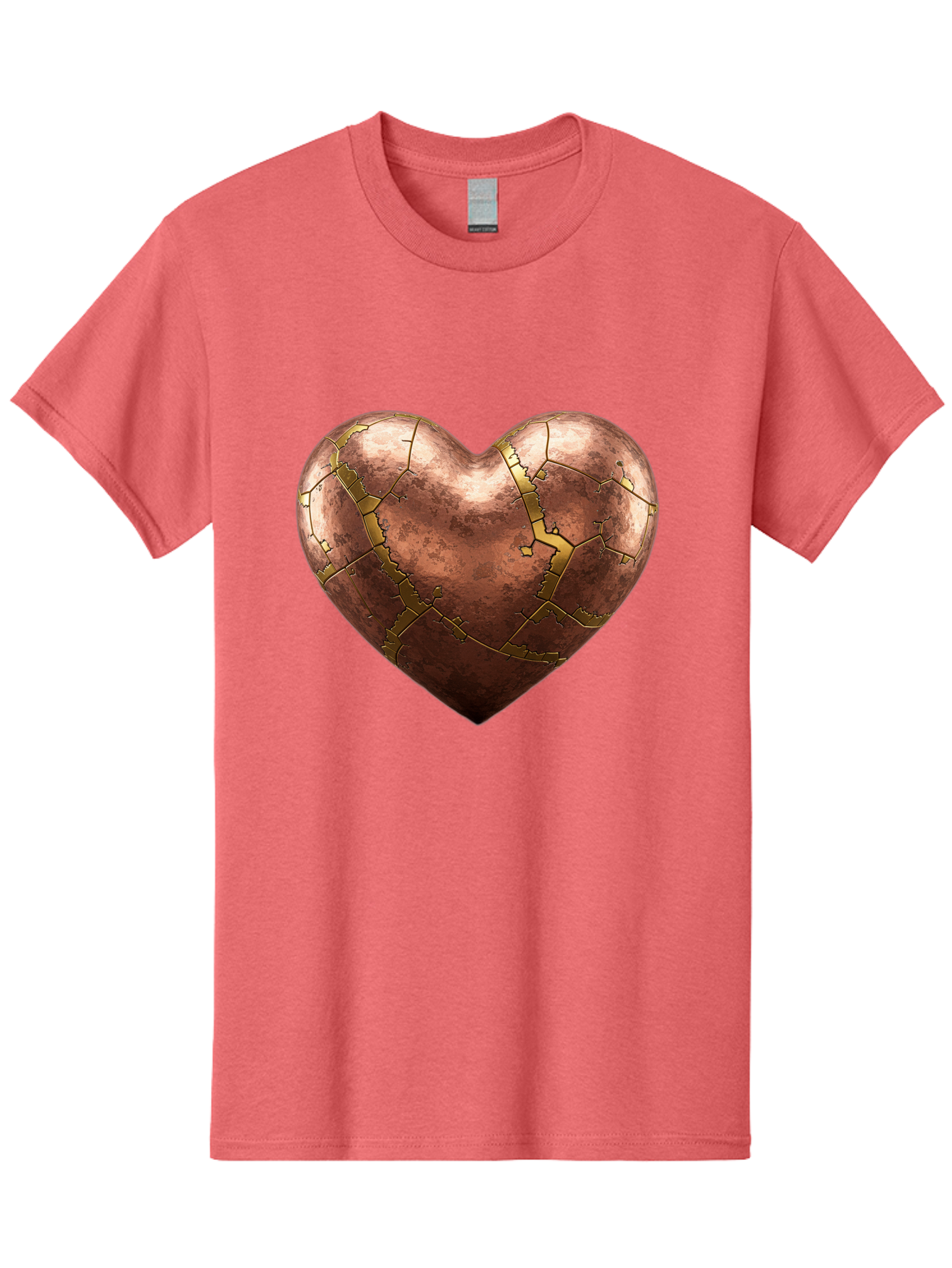 Cracked-Heart-2 Men'S Graphic Tee, 100% Cotton, Comfortable Casual Summer Wear, Machine Washable, Kintsugi Heart, Broken Heart, Cracked Heart, Heart Symbol, Repair, Restoration, Love, Heartbreak, Symbolism, Metaphor, Art, Gold, Broken Pieces Bae015