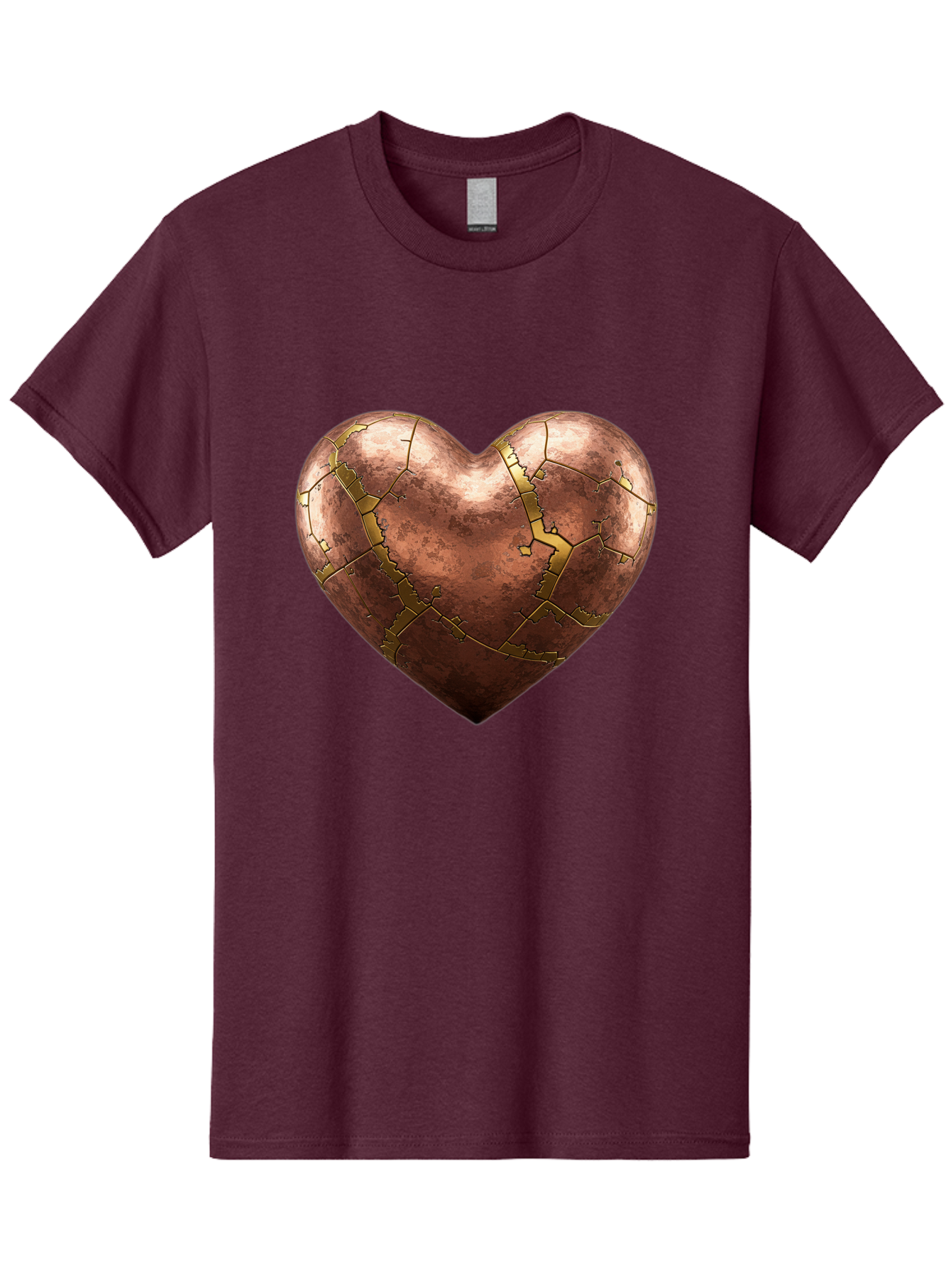 Cracked-Heart-2 Men'S Graphic Tee, 100% Cotton, Comfortable Casual Summer Wear, Machine Washable, Kintsugi Heart, Broken Heart, Cracked Heart, Heart Symbol, Repair, Restoration, Love, Heartbreak, Symbolism, Metaphor, Art, Gold, Broken Pieces Bae015