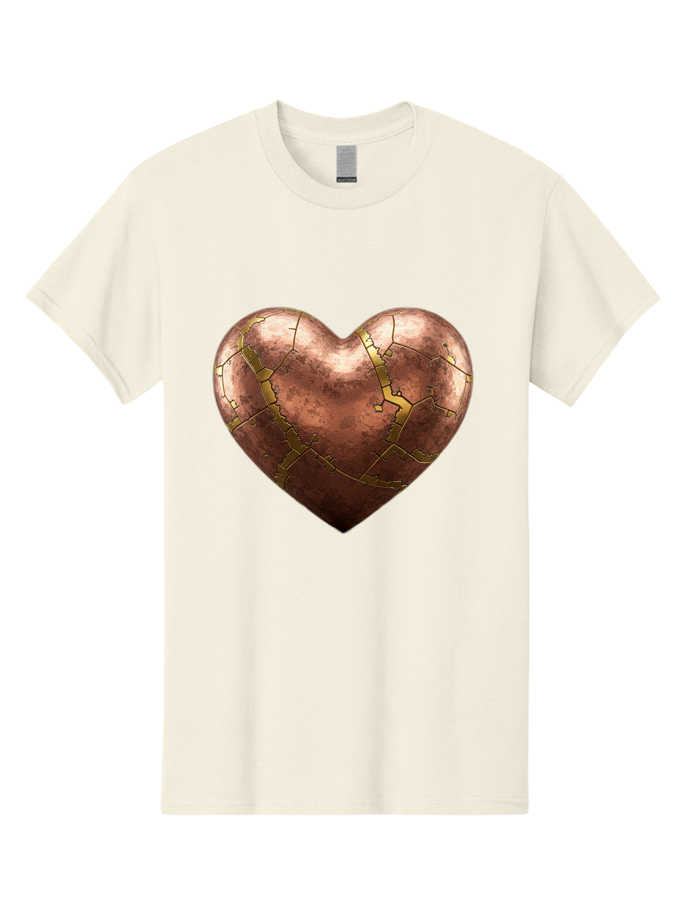 Cracked-Heart-2 Men'S Graphic Tee, 100% Cotton, Comfortable Casual Summer Wear, Machine Washable, Kintsugi Heart, Broken Heart, Cracked Heart, Heart Symbol, Repair, Restoration, Love, Heartbreak, Symbolism, Metaphor, Art, Gold, Broken Pieces Bae015