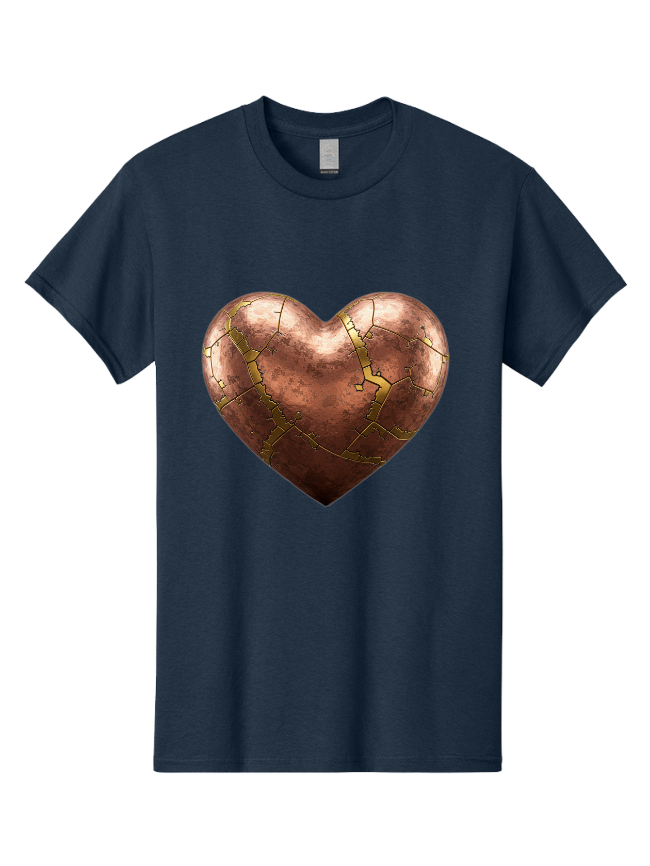 Cracked-Heart-2 Men'S Graphic Tee, 100% Cotton, Comfortable Casual Summer Wear, Machine Washable, Kintsugi Heart, Broken Heart, Cracked Heart, Heart Symbol, Repair, Restoration, Love, Heartbreak, Symbolism, Metaphor, Art, Gold, Broken Pieces Bae015