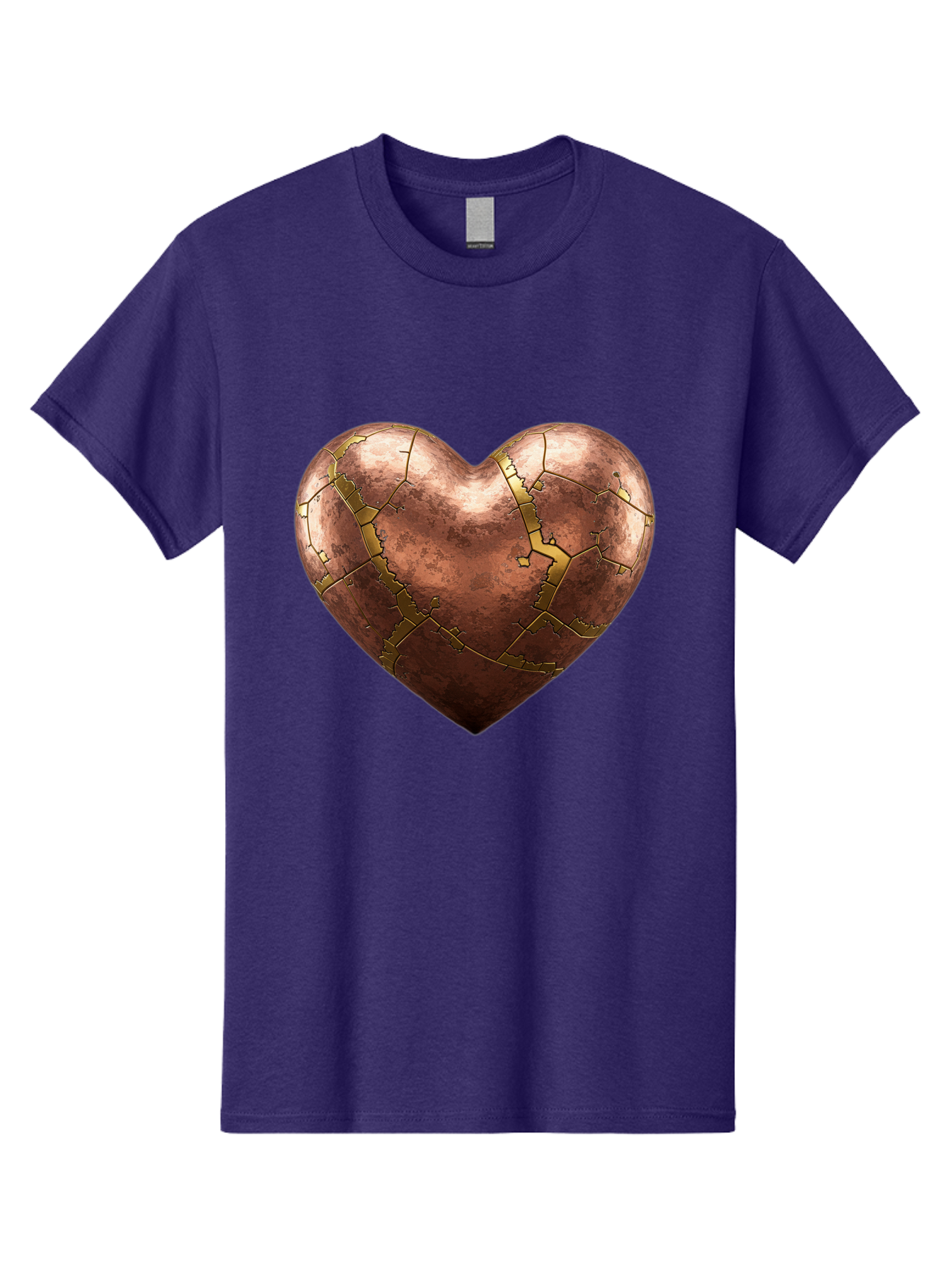 Cracked-Heart-2 Men'S Graphic Tee, 100% Cotton, Comfortable Casual Summer Wear, Machine Washable, Kintsugi Heart, Broken Heart, Cracked Heart, Heart Symbol, Repair, Restoration, Love, Heartbreak, Symbolism, Metaphor, Art, Gold, Broken Pieces Bae015