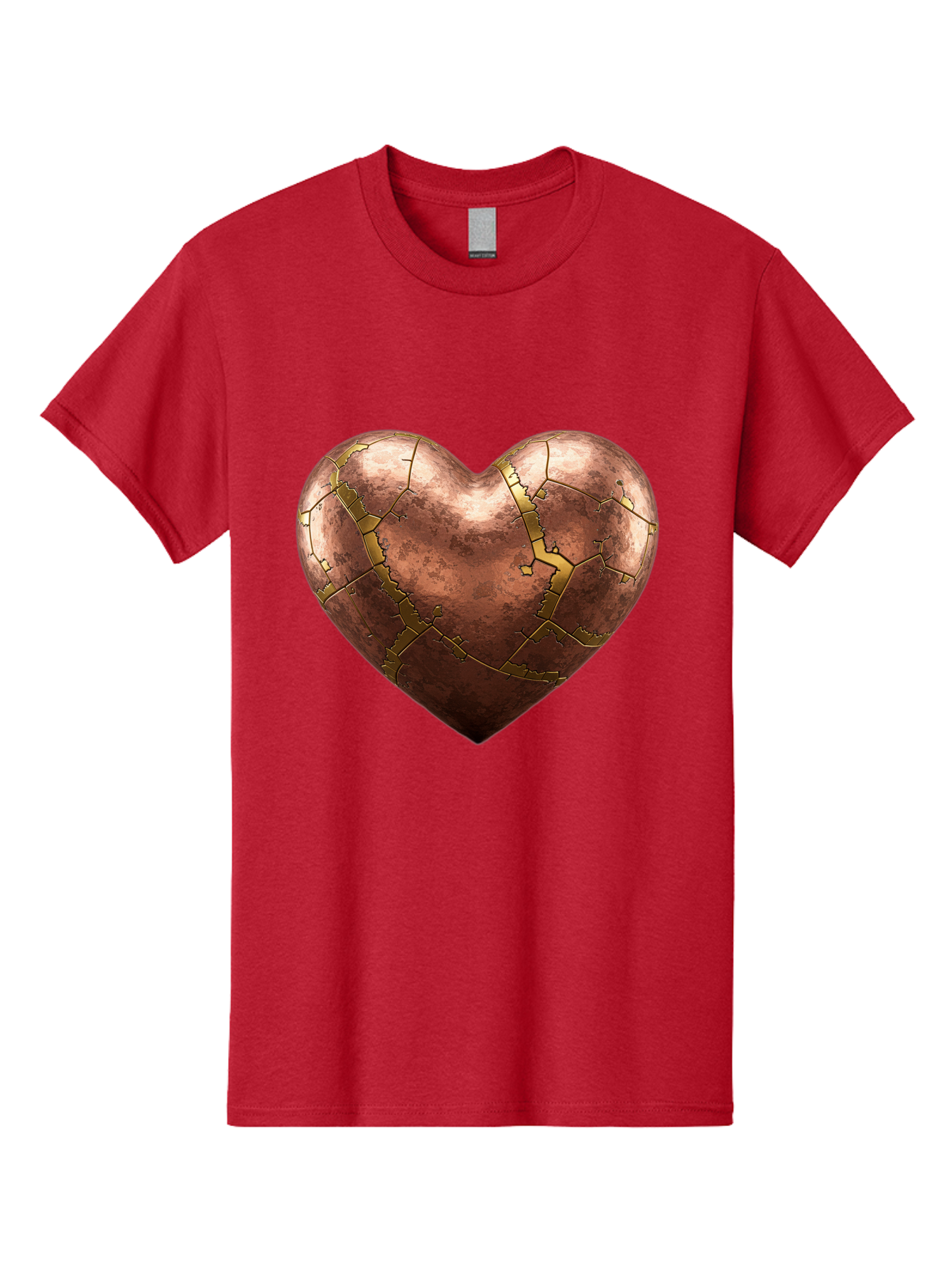 Cracked-Heart-2 Men'S Graphic Tee, 100% Cotton, Comfortable Casual Summer Wear, Machine Washable, Kintsugi Heart, Broken Heart, Cracked Heart, Heart Symbol, Repair, Restoration, Love, Heartbreak, Symbolism, Metaphor, Art, Gold, Broken Pieces Bae015