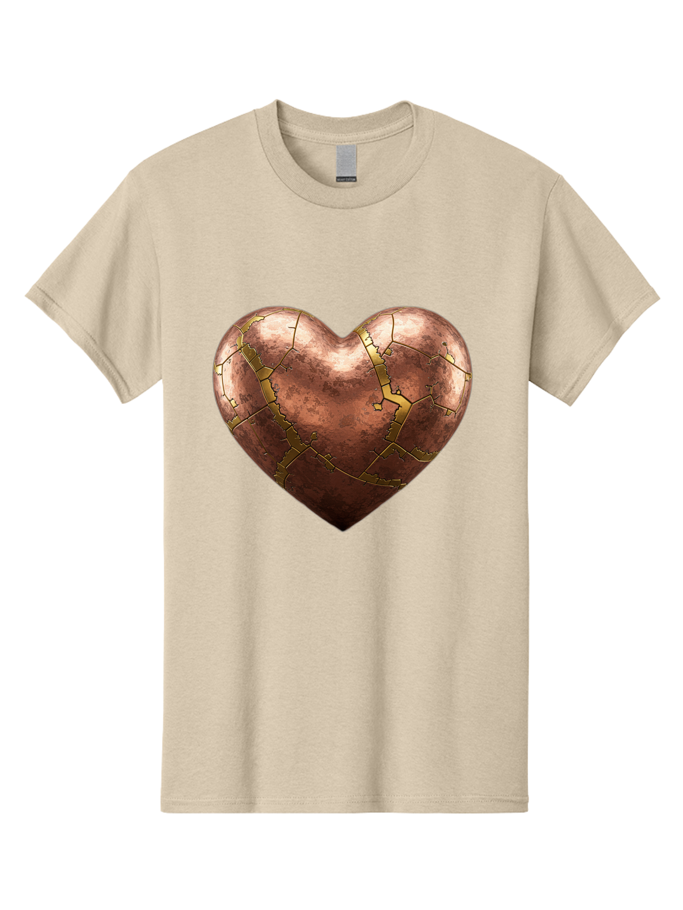 Cracked-Heart-2 Men'S Graphic Tee, 100% Cotton, Comfortable Casual Summer Wear, Machine Washable, Kintsugi Heart, Broken Heart, Cracked Heart, Heart Symbol, Repair, Restoration, Love, Heartbreak, Symbolism, Metaphor, Art, Gold, Broken Pieces Bae015