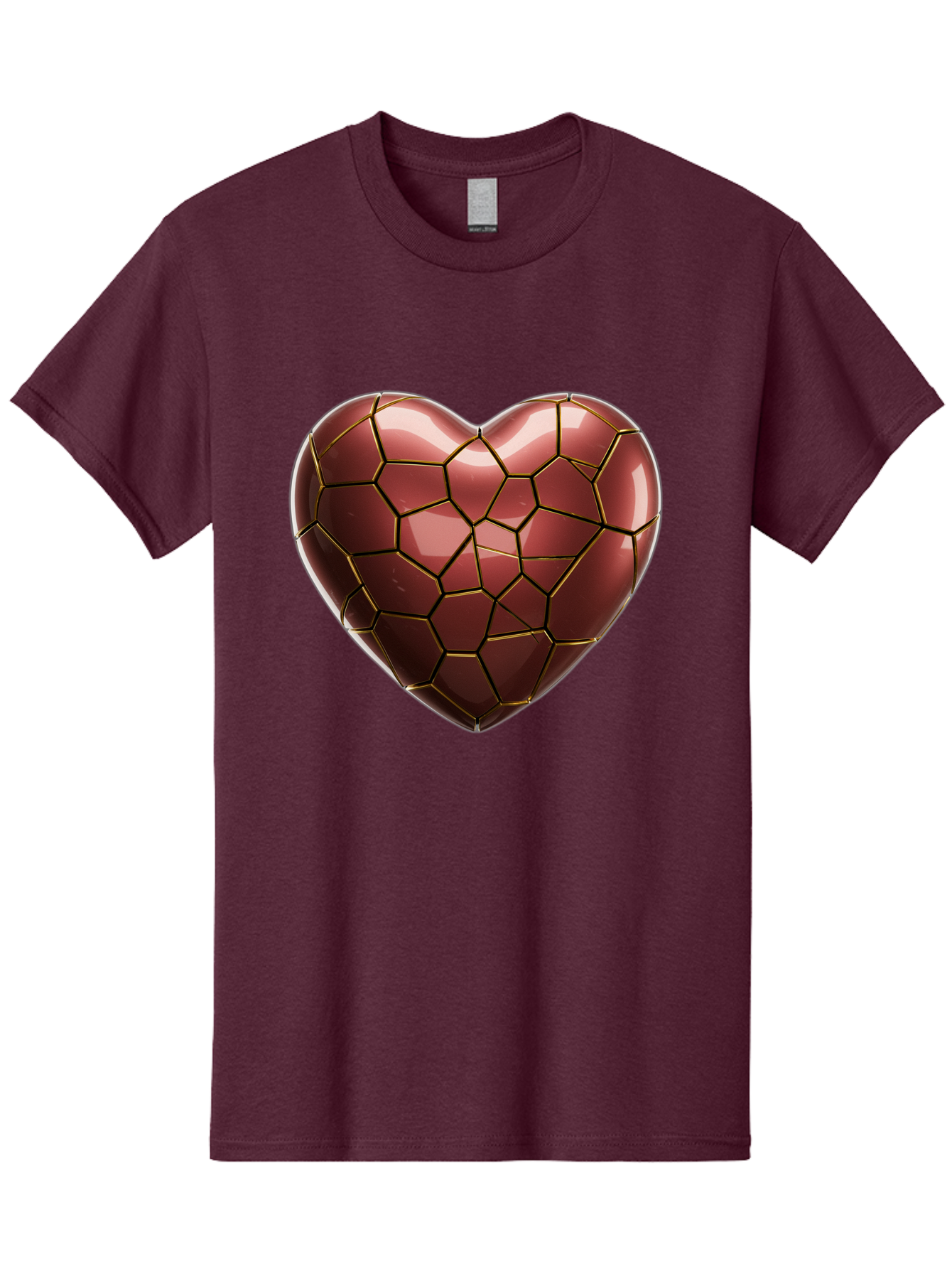 Cracked-Heart Men'S Graphic Tee, 100% Cotton, Comfortable Casual Summer Wear, Machine Washable, Mosaic Heart, Red Heart, Geometric Pattern, Cracked Heart, Love Symbol, Broken Heart, Heart Art, Valentines Day, Mosaic Art, Red Mosaic, Bae016