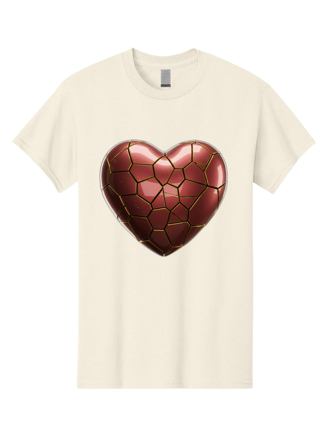 Cracked-Heart Men'S Graphic Tee, 100% Cotton, Comfortable Casual Summer Wear, Machine Washable, Mosaic Heart, Red Heart, Geometric Pattern, Cracked Heart, Love Symbol, Broken Heart, Heart Art, Valentines Day, Mosaic Art, Red Mosaic, Bae016