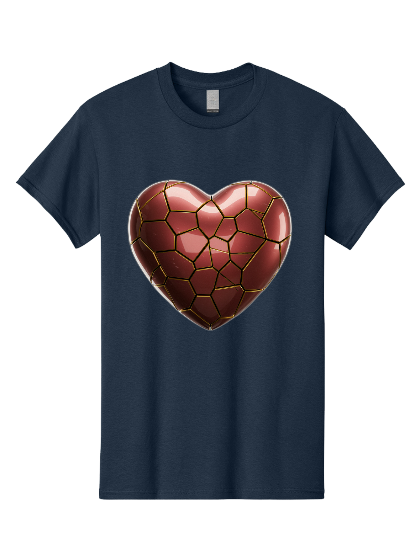 Cracked-Heart Men'S Graphic Tee, 100% Cotton, Comfortable Casual Summer Wear, Machine Washable, Mosaic Heart, Red Heart, Geometric Pattern, Cracked Heart, Love Symbol, Broken Heart, Heart Art, Valentines Day, Mosaic Art, Red Mosaic, Bae016