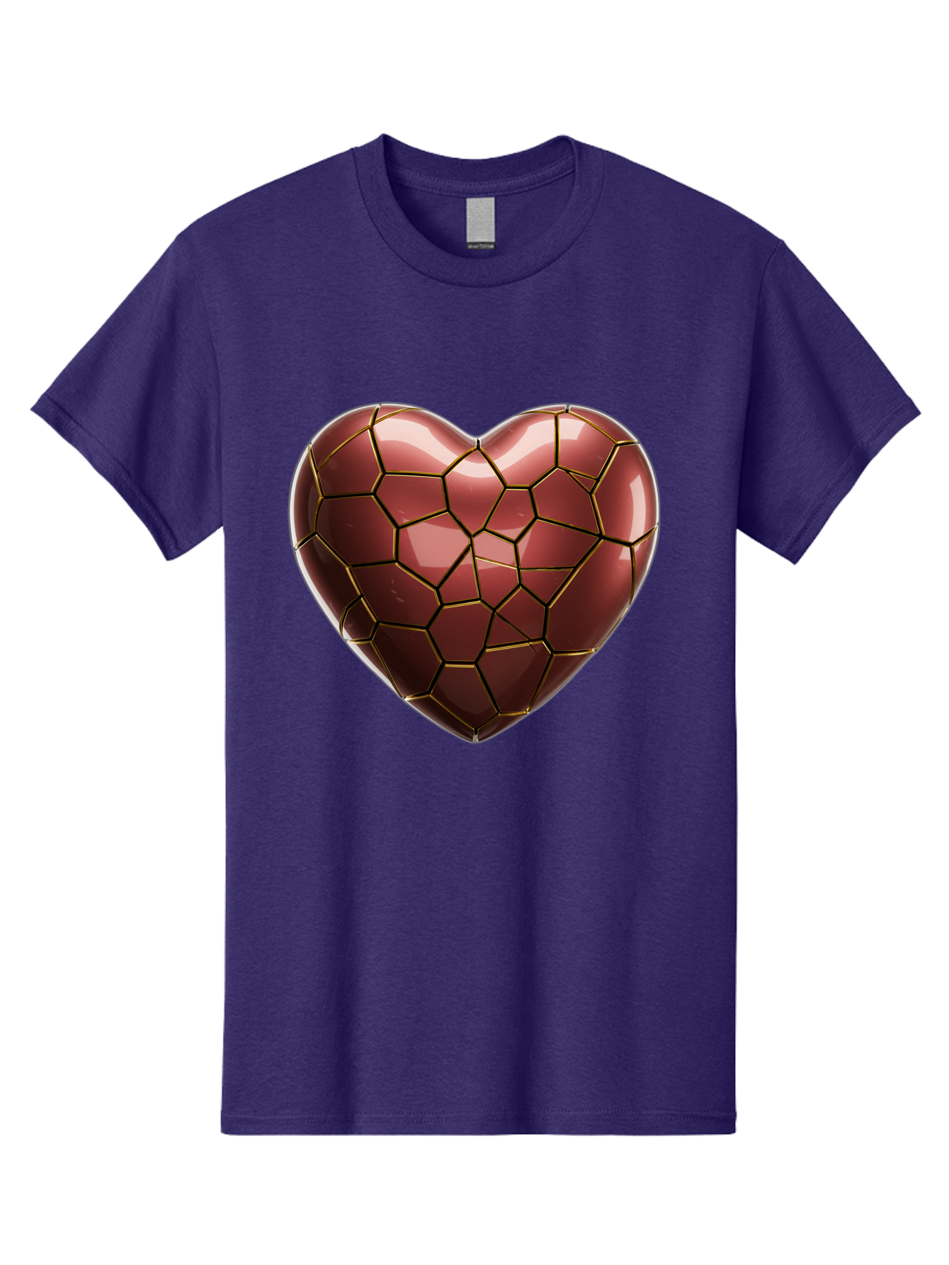 Cracked-Heart Men'S Graphic Tee, 100% Cotton, Comfortable Casual Summer Wear, Machine Washable, Mosaic Heart, Red Heart, Geometric Pattern, Cracked Heart, Love Symbol, Broken Heart, Heart Art, Valentines Day, Mosaic Art, Red Mosaic, Bae016