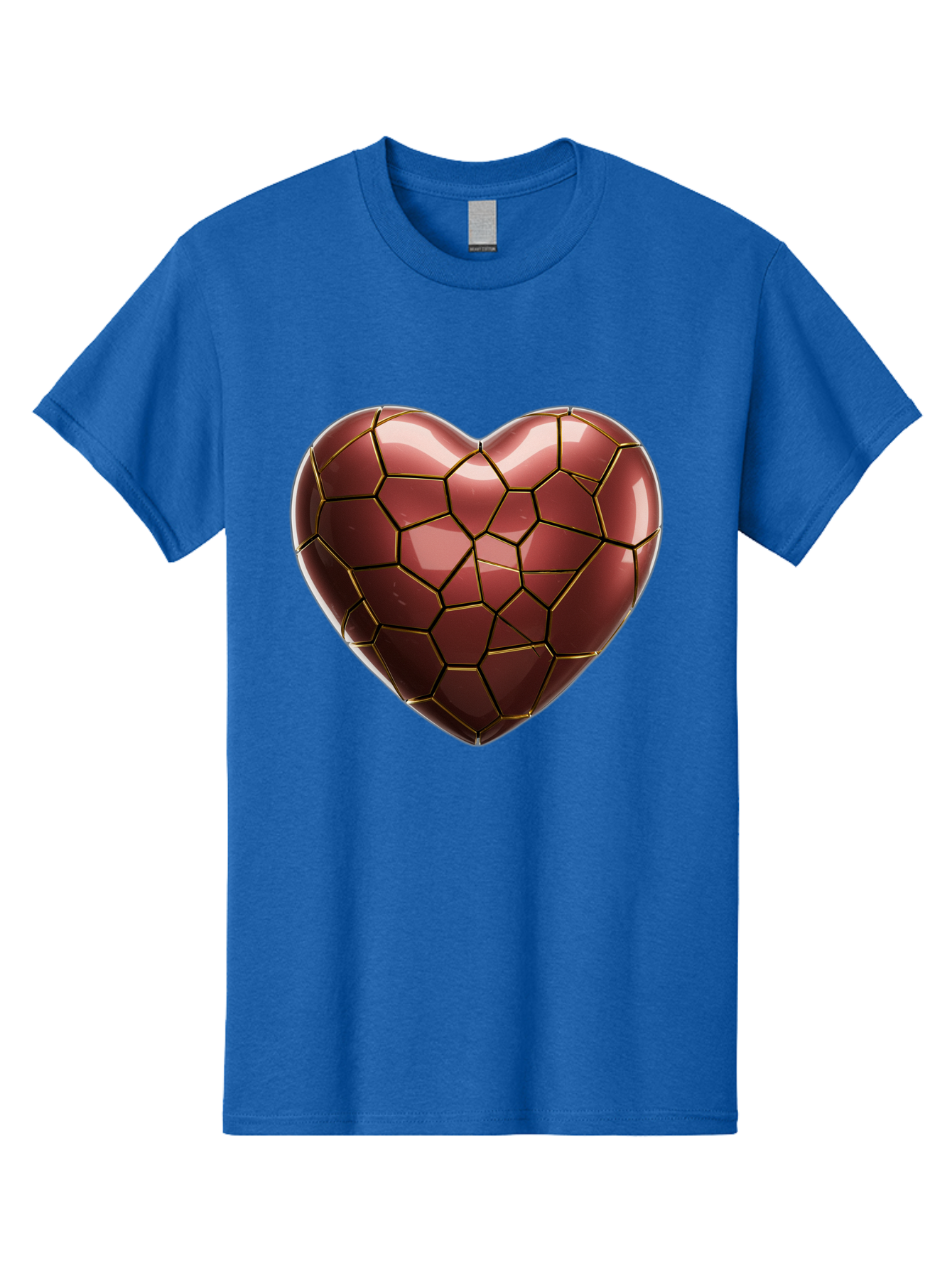 Cracked-Heart Men'S Graphic Tee, 100% Cotton, Comfortable Casual Summer Wear, Machine Washable, Mosaic Heart, Red Heart, Geometric Pattern, Cracked Heart, Love Symbol, Broken Heart, Heart Art, Valentines Day, Mosaic Art, Red Mosaic, Bae016