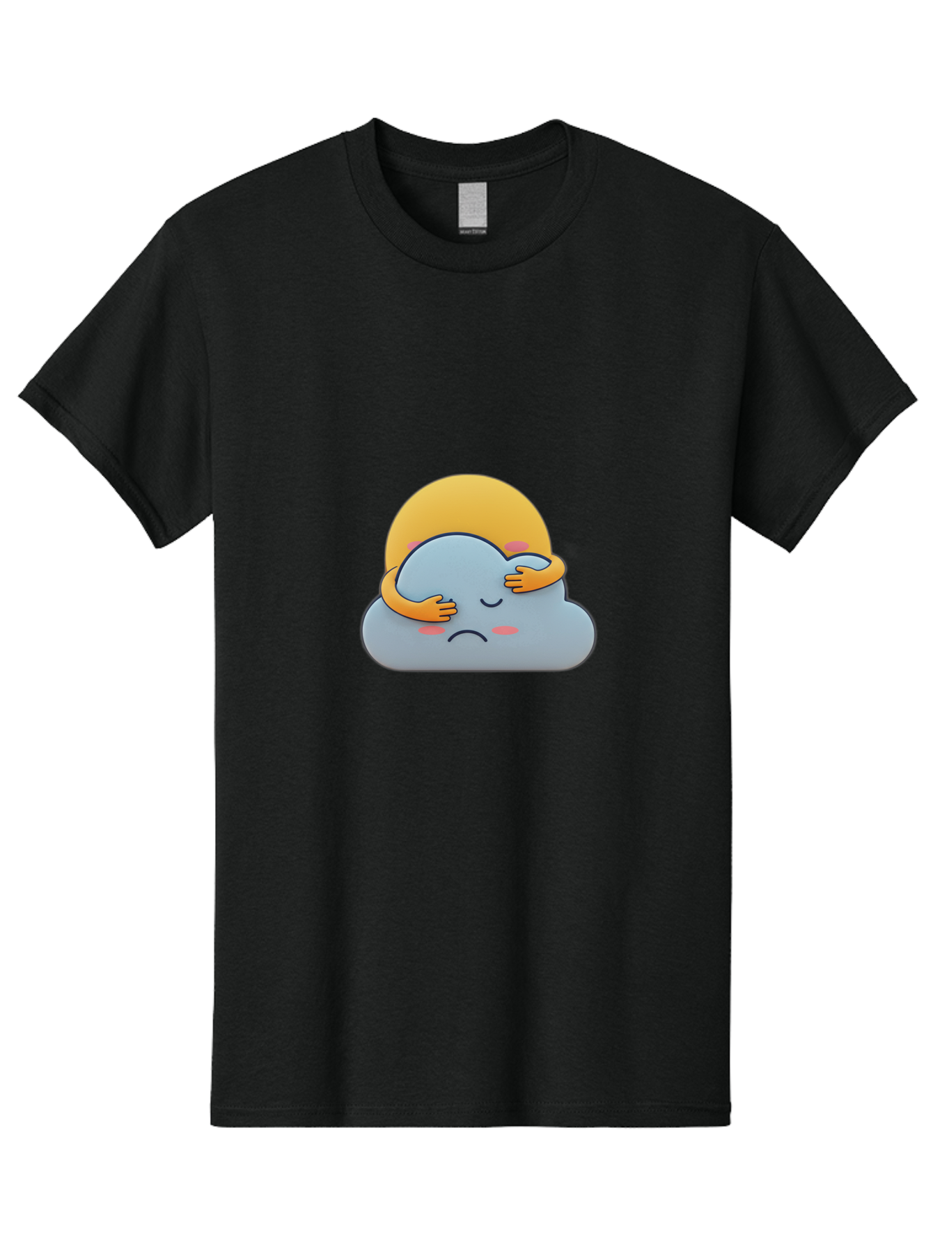 Crying-Cloud Men'S Graphic Tee, 100% Cotton, Comfortable Casual Summer Wear, Machine Washable, Sad Cloud, Unhappy Weather, Emotional Weather, Humanized Cloud, Kawaii Art, Cartoon Character, Weather Emoticon, Adorable Illustration, Cute Design Bae017