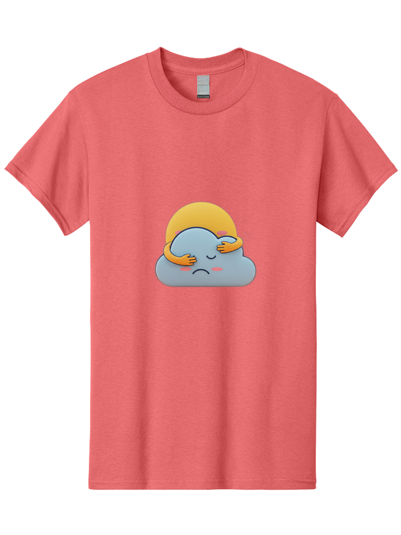 Crying-Cloud Men'S Graphic Tee, 100% Cotton, Comfortable Casual Summer Wear, Machine Washable, Sad Cloud, Unhappy Weather, Emotional Weather, Humanized Cloud, Kawaii Art, Cartoon Character, Weather Emoticon, Adorable Illustration, Cute Design Bae017