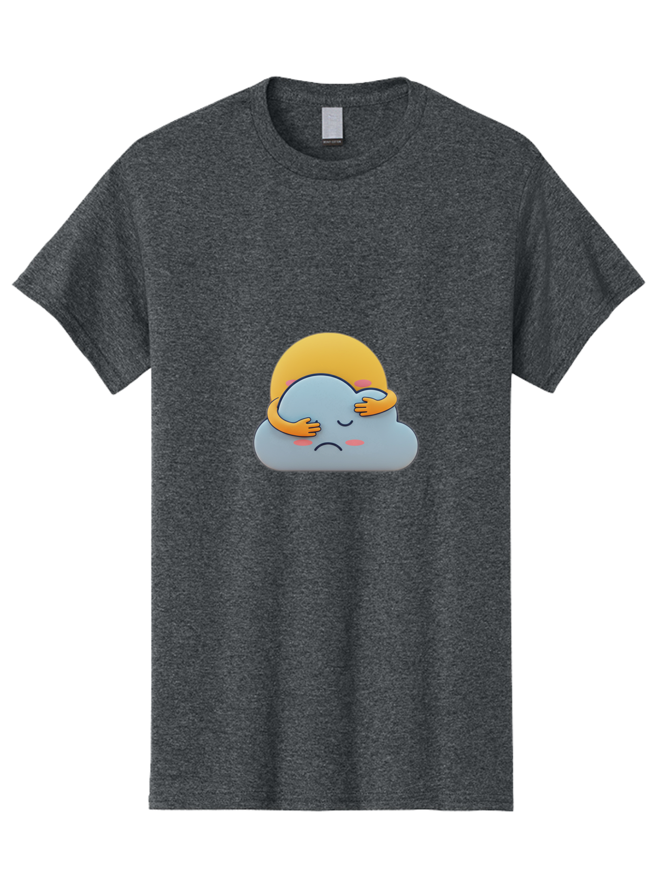 Crying-Cloud Men'S Graphic Tee, 100% Cotton, Comfortable Casual Summer Wear, Machine Washable, Sad Cloud, Unhappy Weather, Emotional Weather, Humanized Cloud, Kawaii Art, Cartoon Character, Weather Emoticon, Adorable Illustration, Cute Design Bae017