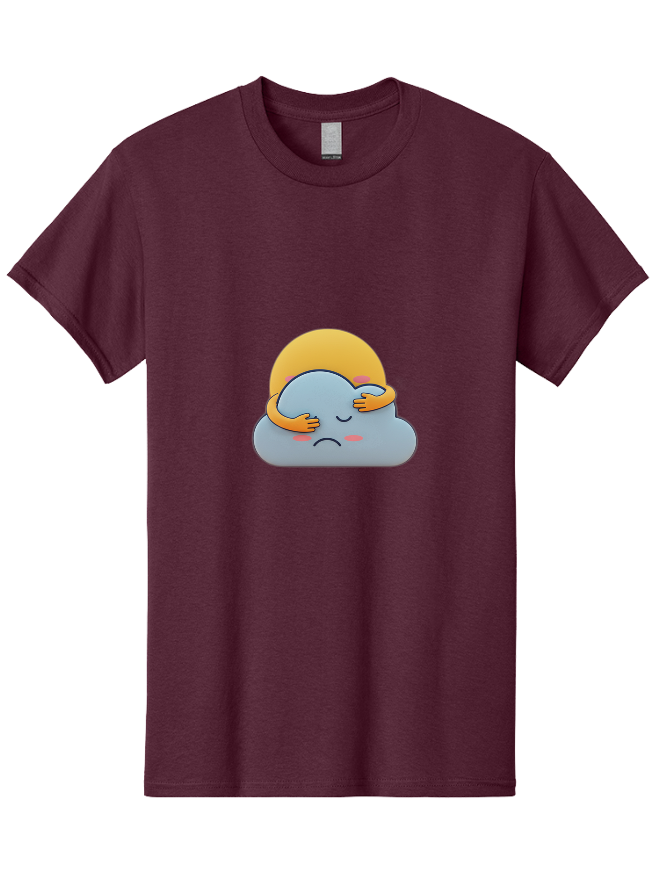 Crying-Cloud Men'S Graphic Tee, 100% Cotton, Comfortable Casual Summer Wear, Machine Washable, Sad Cloud, Unhappy Weather, Emotional Weather, Humanized Cloud, Kawaii Art, Cartoon Character, Weather Emoticon, Adorable Illustration, Cute Design Bae017