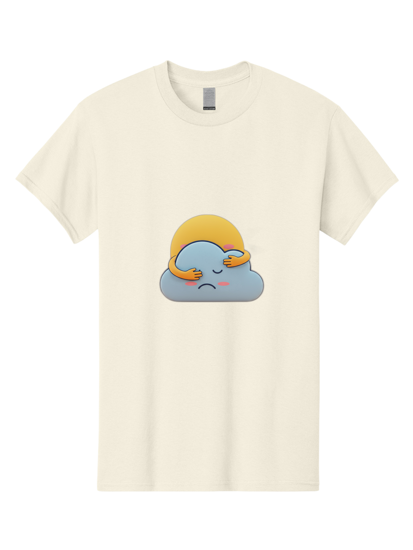 Crying-Cloud Men'S Graphic Tee, 100% Cotton, Comfortable Casual Summer Wear, Machine Washable, Sad Cloud, Unhappy Weather, Emotional Weather, Humanized Cloud, Kawaii Art, Cartoon Character, Weather Emoticon, Adorable Illustration, Cute Design Bae017