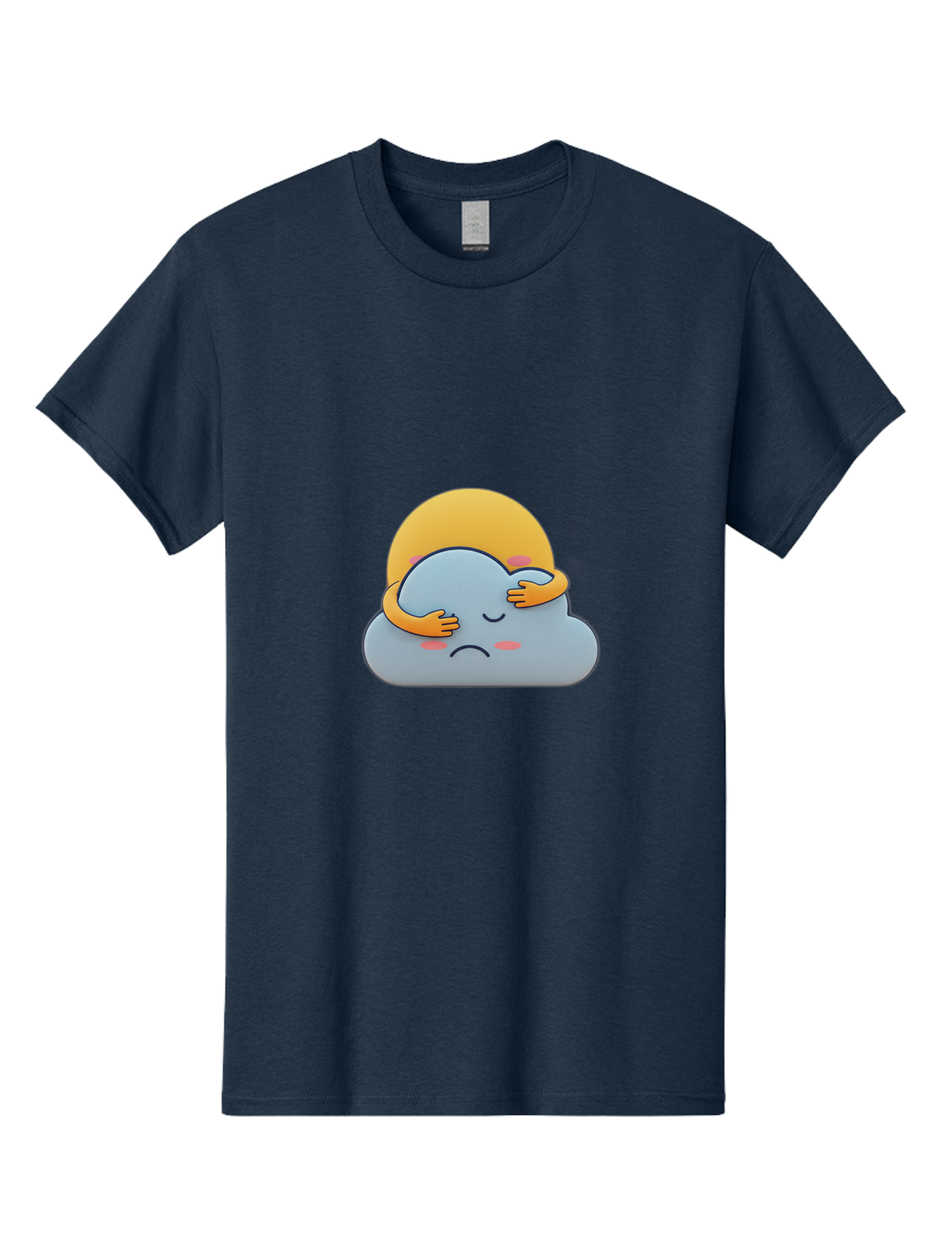 Crying-Cloud Men'S Graphic Tee, 100% Cotton, Comfortable Casual Summer Wear, Machine Washable, Sad Cloud, Unhappy Weather, Emotional Weather, Humanized Cloud, Kawaii Art, Cartoon Character, Weather Emoticon, Adorable Illustration, Cute Design Bae017