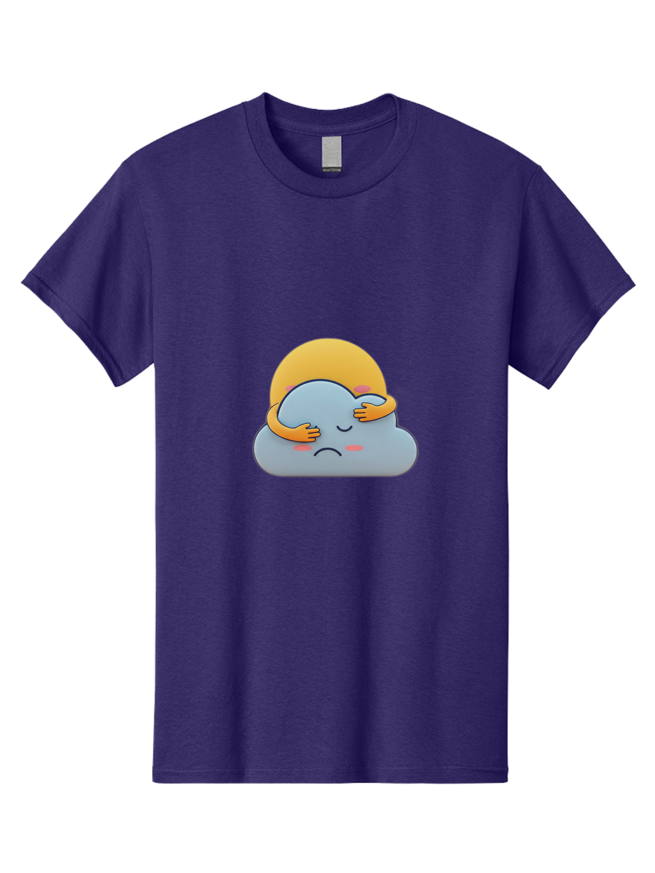Crying-Cloud Men'S Graphic Tee, 100% Cotton, Comfortable Casual Summer Wear, Machine Washable, Sad Cloud, Unhappy Weather, Emotional Weather, Humanized Cloud, Kawaii Art, Cartoon Character, Weather Emoticon, Adorable Illustration, Cute Design Bae017
