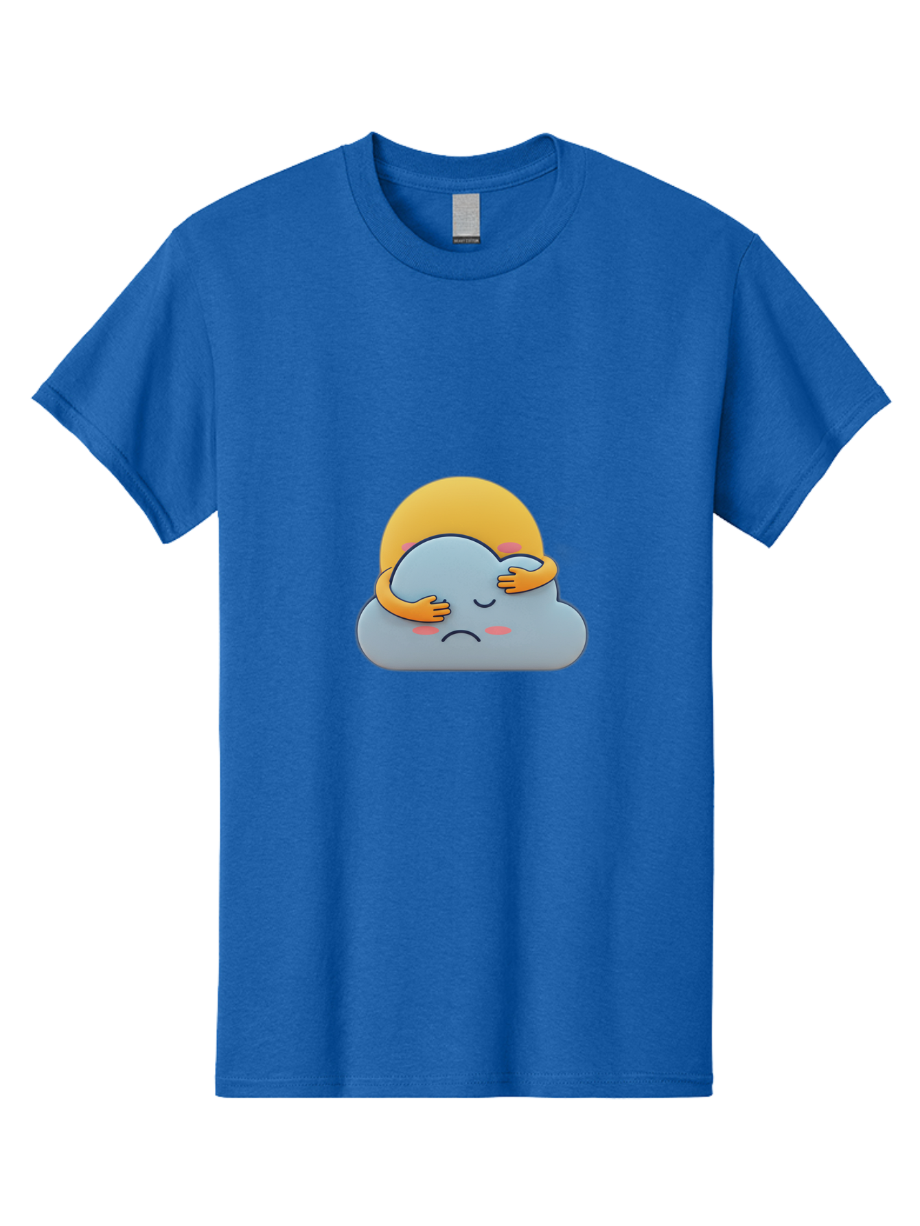 Crying-Cloud Men'S Graphic Tee, 100% Cotton, Comfortable Casual Summer Wear, Machine Washable, Sad Cloud, Unhappy Weather, Emotional Weather, Humanized Cloud, Kawaii Art, Cartoon Character, Weather Emoticon, Adorable Illustration, Cute Design Bae017