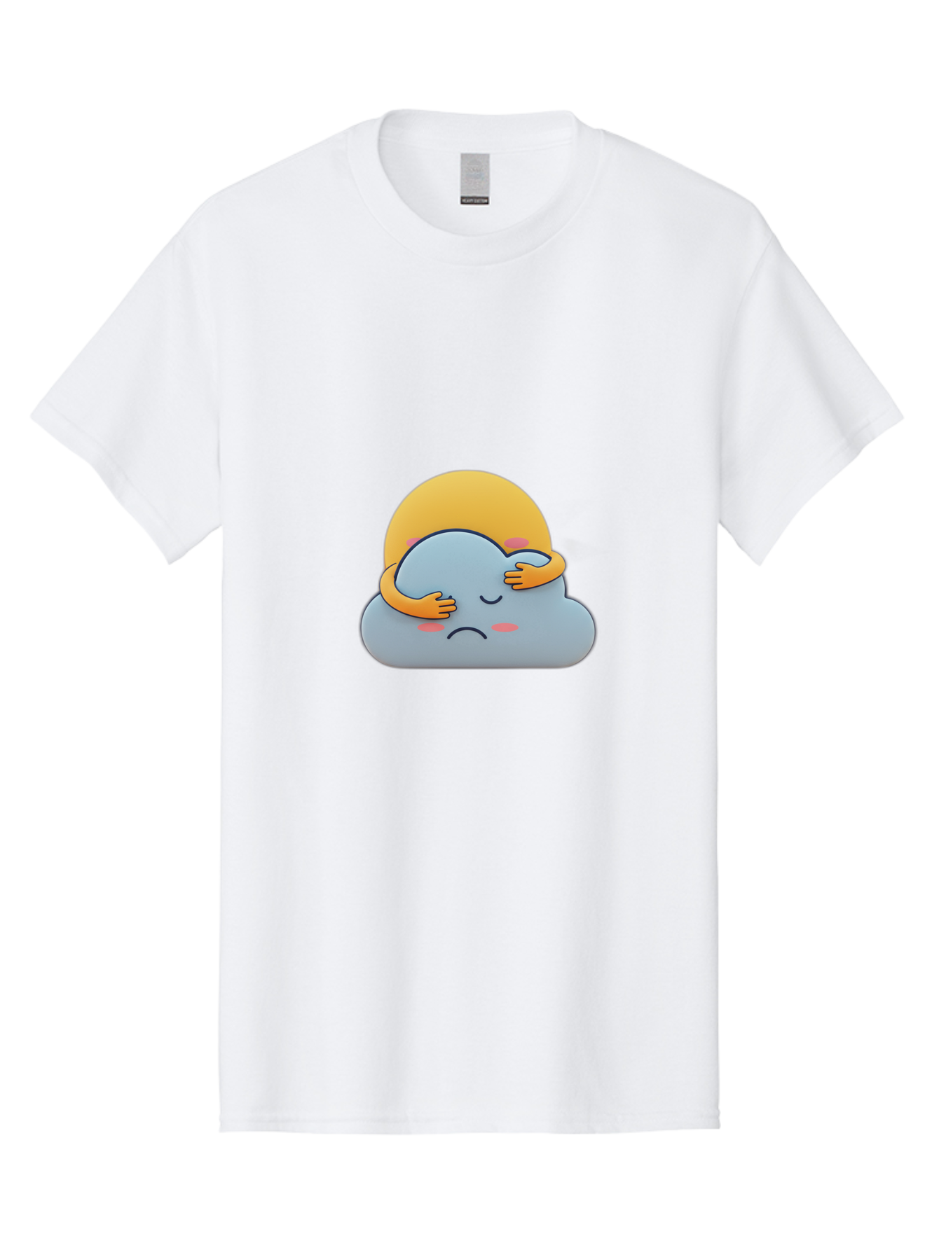 Crying-Cloud Men'S Graphic Tee, 100% Cotton, Comfortable Casual Summer Wear, Machine Washable, Sad Cloud, Unhappy Weather, Emotional Weather, Humanized Cloud, Kawaii Art, Cartoon Character, Weather Emoticon, Adorable Illustration, Cute Design Bae017