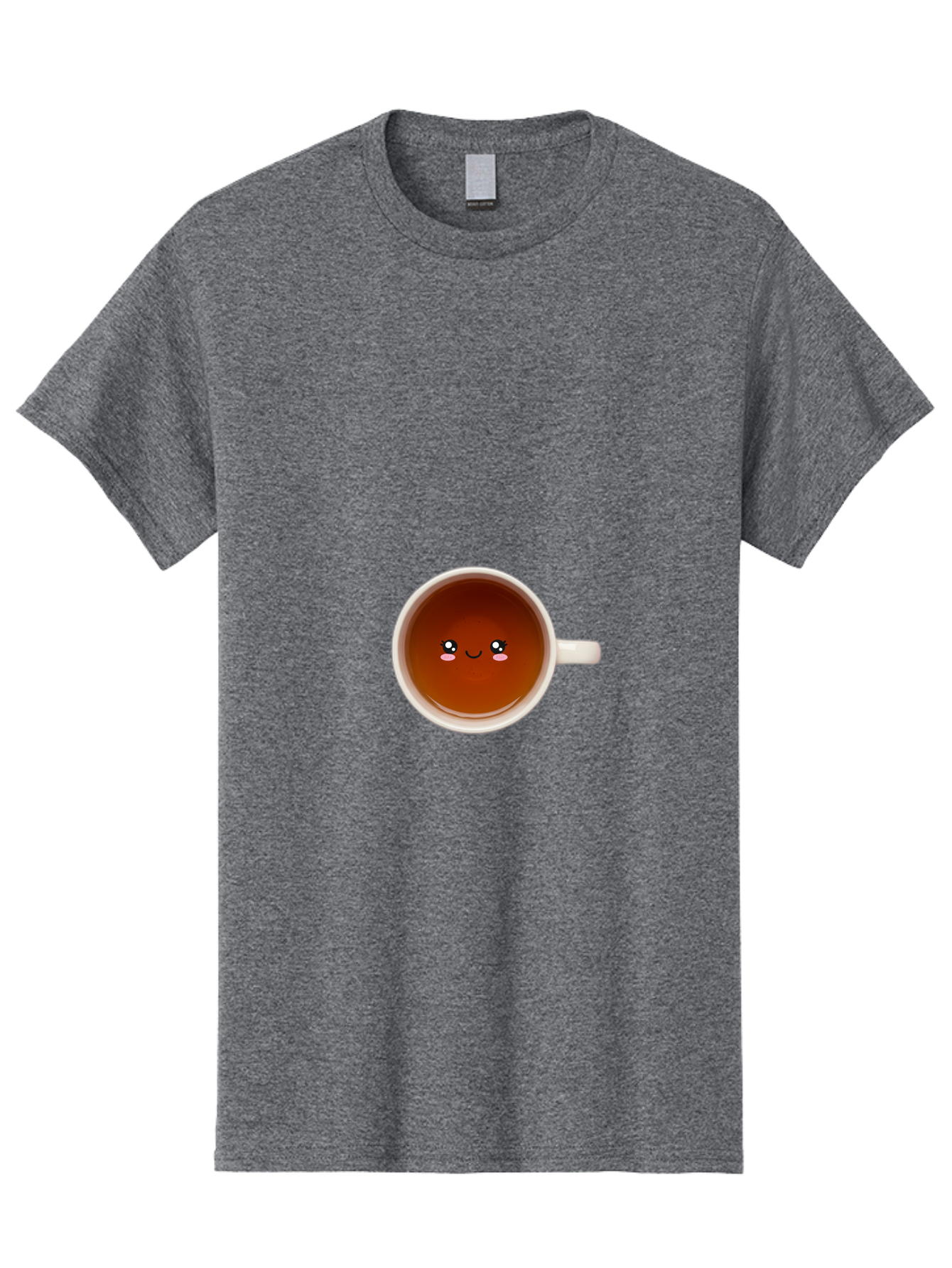 Cup-Of-Tea Men'S Graphic Tee, 100% Cotton, Comfortable Casual Summer Wear, Machine Washable, Cup Of Tea, Smiling Face, Cute Cartoon Character, Adorable Beverage, Relaxing Drink, Soothing Tea, Charming Mug, Kawaii Art Bae018