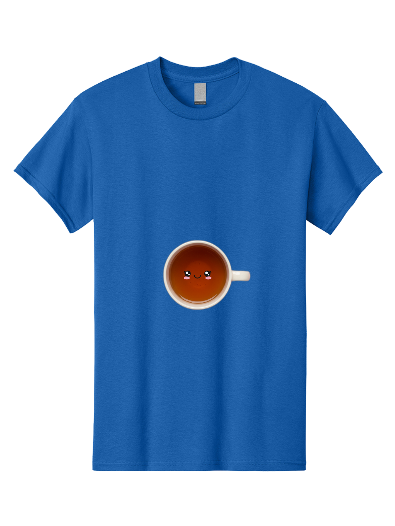 Cup-Of-Tea Men'S Graphic Tee, 100% Cotton, Comfortable Casual Summer Wear, Machine Washable, Cup Of Tea, Smiling Face, Cute Cartoon Character, Adorable Beverage, Relaxing Drink, Soothing Tea, Charming Mug, Kawaii Art Bae018