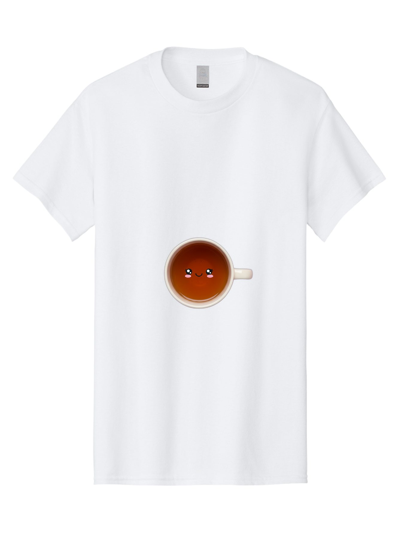Cup-Of-Tea Men'S Graphic Tee, 100% Cotton, Comfortable Casual Summer Wear, Machine Washable, Cup Of Tea, Smiling Face, Cute Cartoon Character, Adorable Beverage, Relaxing Drink, Soothing Tea, Charming Mug, Kawaii Art Bae018