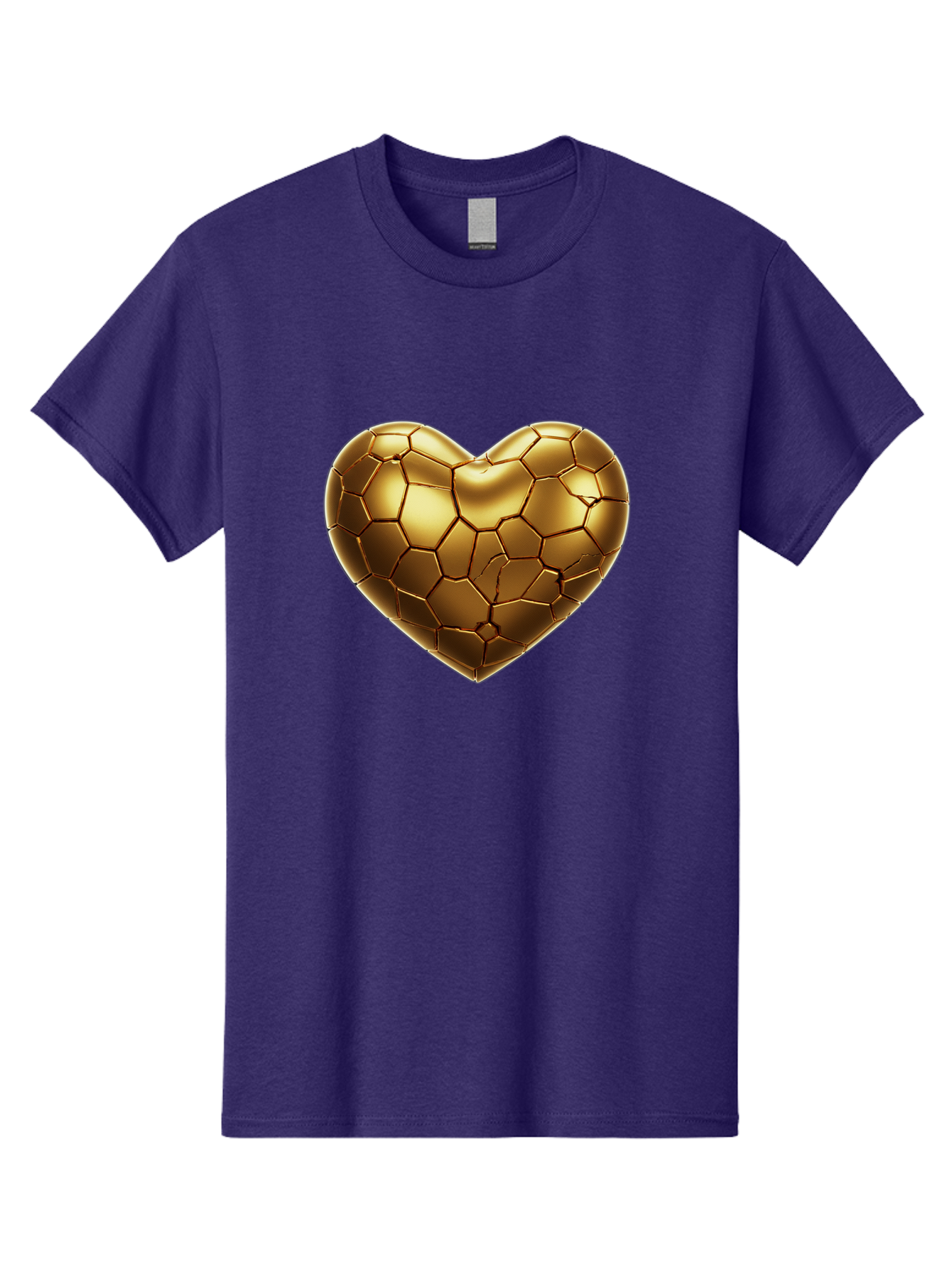 Golden-Heart-1 Men'S Graphic Tee, 100% Cotton, Comfortable Casual Summer Wear, Machine Washable, Shiny Gold Heart, Cracked Surface, Metallic Texture, Valentines Day Symbol, Love Icon, Golden Love, Heart Shape, Luxury Design Bae024