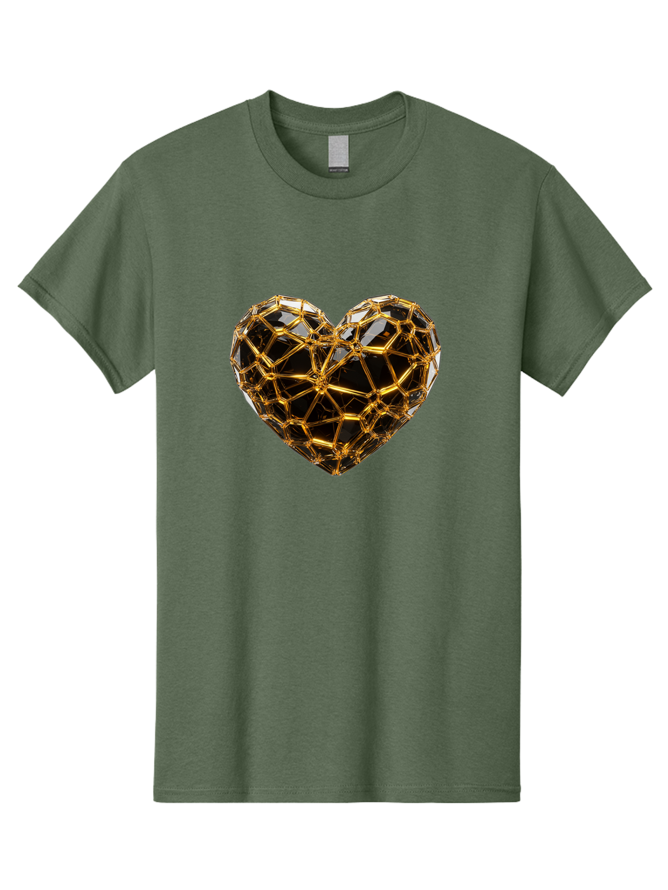 Golden-Heart Men'S Graphic Tee, 100% Cotton, Comfortable Casual Summer Wear, Machine Washable, Golden Heart, 3D Heart, Geometric Pattern, Luxury Design, Valentines Day, Love Symbol, Abstract Art, Modern Decoration, Gold Texture Bae025