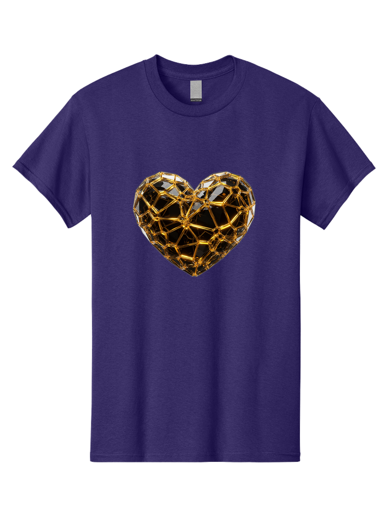 Golden-Heart Men'S Graphic Tee, 100% Cotton, Comfortable Casual Summer Wear, Machine Washable, Golden Heart, 3D Heart, Geometric Pattern, Luxury Design, Valentines Day, Love Symbol, Abstract Art, Modern Decoration, Gold Texture Bae025